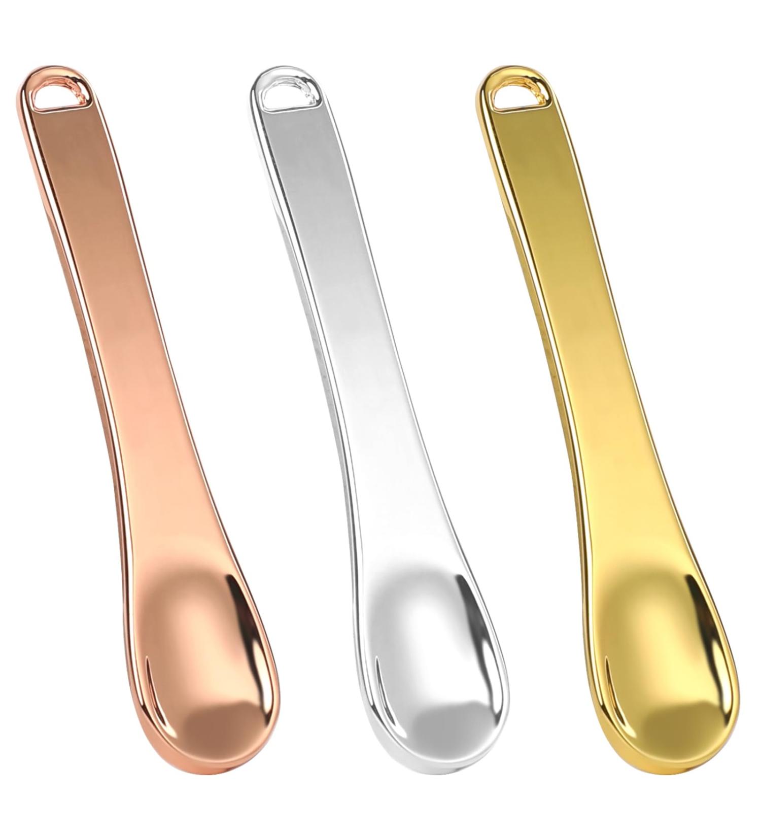 3 Pcs Metal Makeup Spoon Set - Reusable Mask Applicator and Cosmetic Spatula in Rose Gold, Gold, and Silver for Face Masks, Eye Creams, and Moisturizers - Buy Online on GoSupps.com