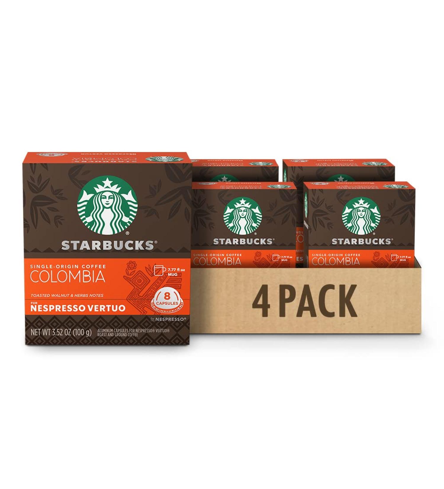 Starbucks By Nespresso Single Origin Columbia Coffee Pods Medium Roast Nespresso Vertuo Line Compatible Capsules 4 X 8 Coffee Pods 32 Count - Buy Online on GoSupps.com