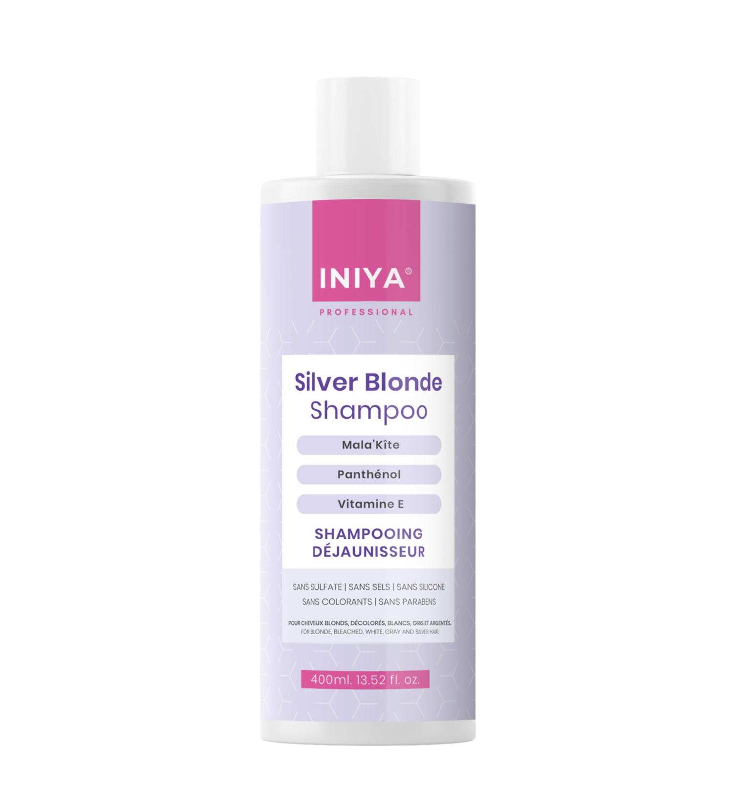 Sulfate and Silicone Free Anti-Yellowing Shampoo | Iniya Silver Blonde Shampoo 400ml | Blue Violet Shampoo | Shampoo for Blonde, Grey, Bleached or Highlighted Hair | French Brand