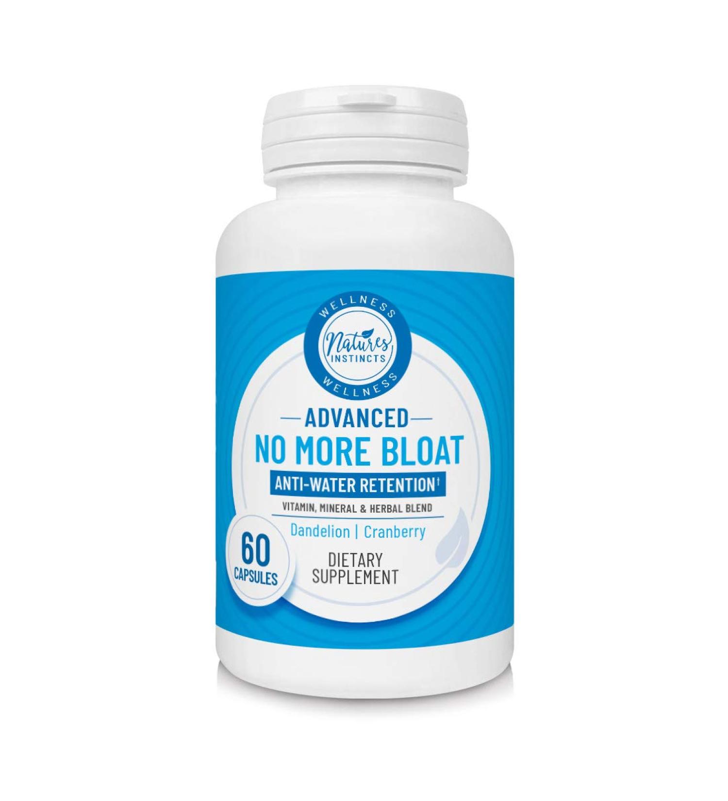 Natures Instincts No More Bloat Herbal Supplement - 60 Count | Water Retention Relief with Dandelion, Green Tea & Apple Cider Vinegar - Buy Online on GoSupps.com