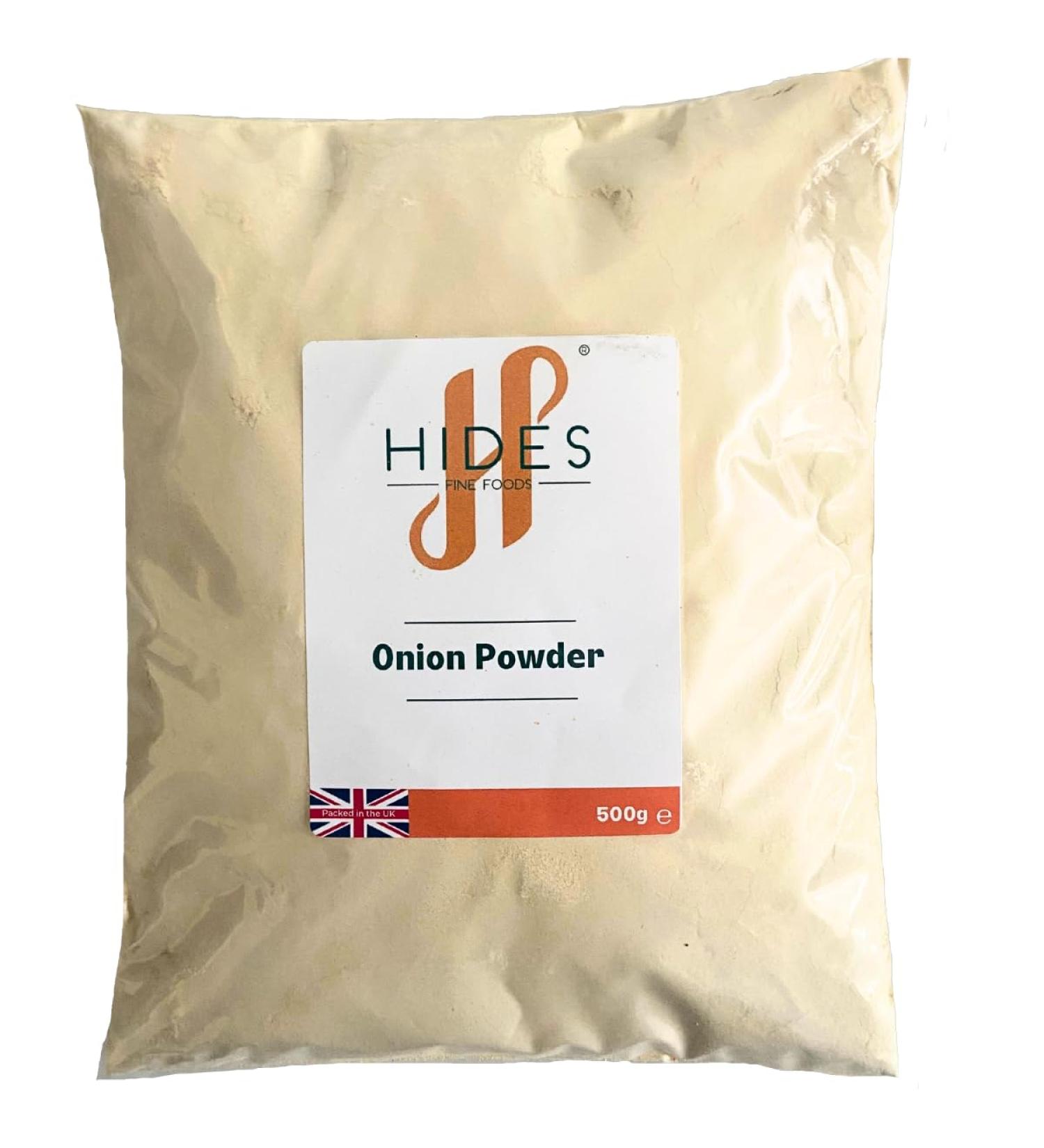 Hides Fine Foods Onion Powder 500g - GMO Free - Vegetarian Friendly - BBQ, Meat, and Vegetable Seasoning - Ideal for Summer - Buy Online on GoSupps.com