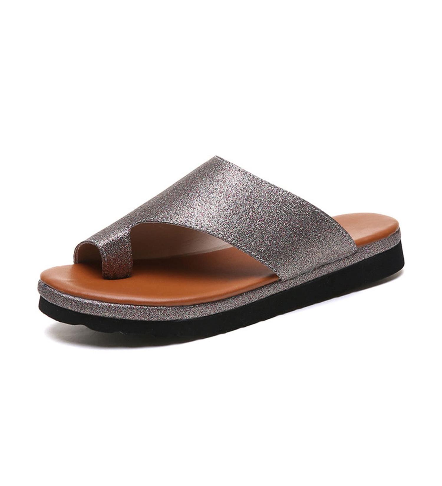 Summer Toe Correction Flip Flops for Women | Hallux Valgus Sandal with Bunion Corrector | Comfortable Leisure Splints Sandal - Light Grey (Size 5.5) - Buy Online on GoSupps.com