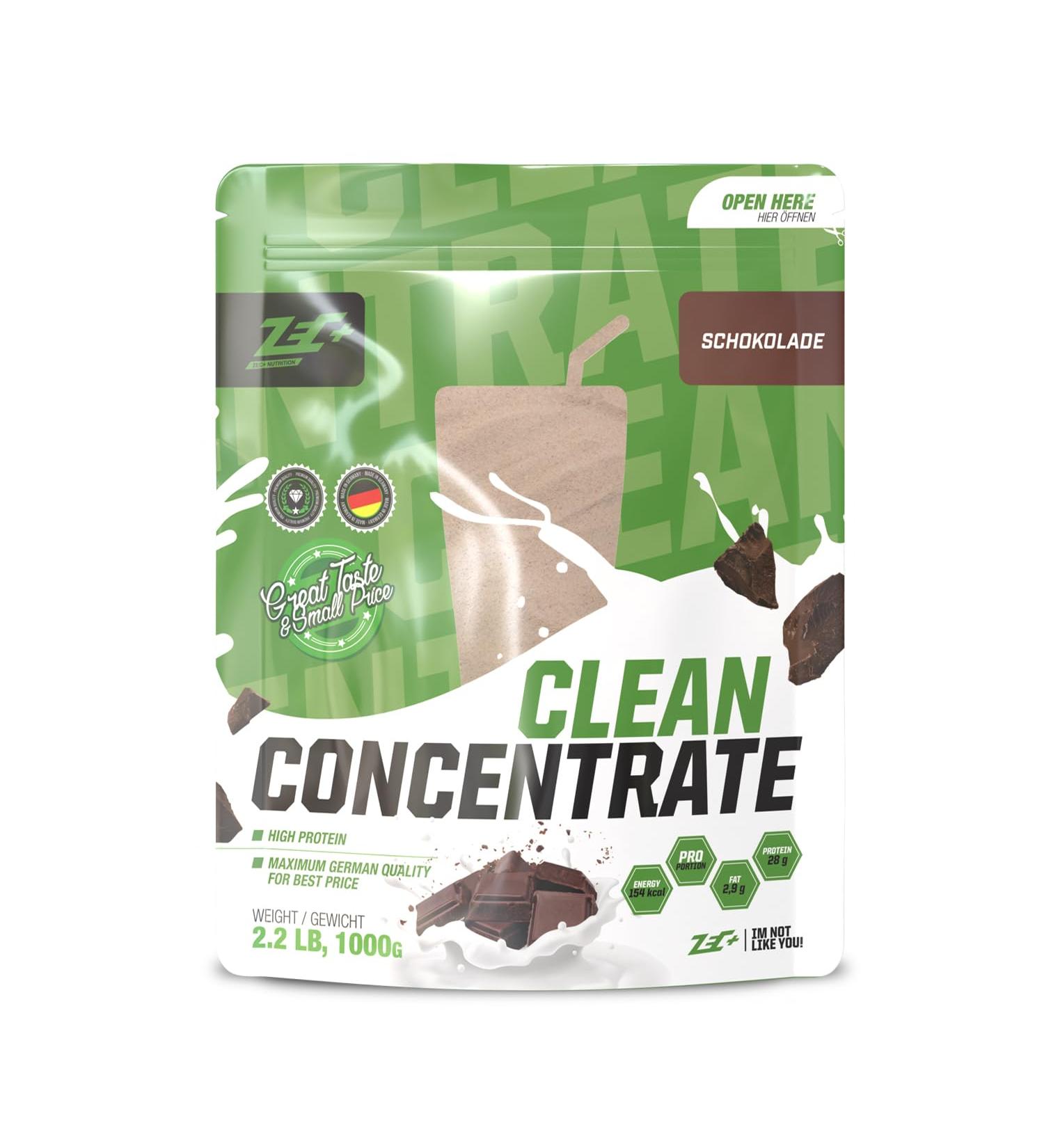 Zec+ Nutrition Clean Concentrate Whey Protein Powder 1000g - Chocolate Flavor | International Shipping Available - Buy Online on GoSupps.com