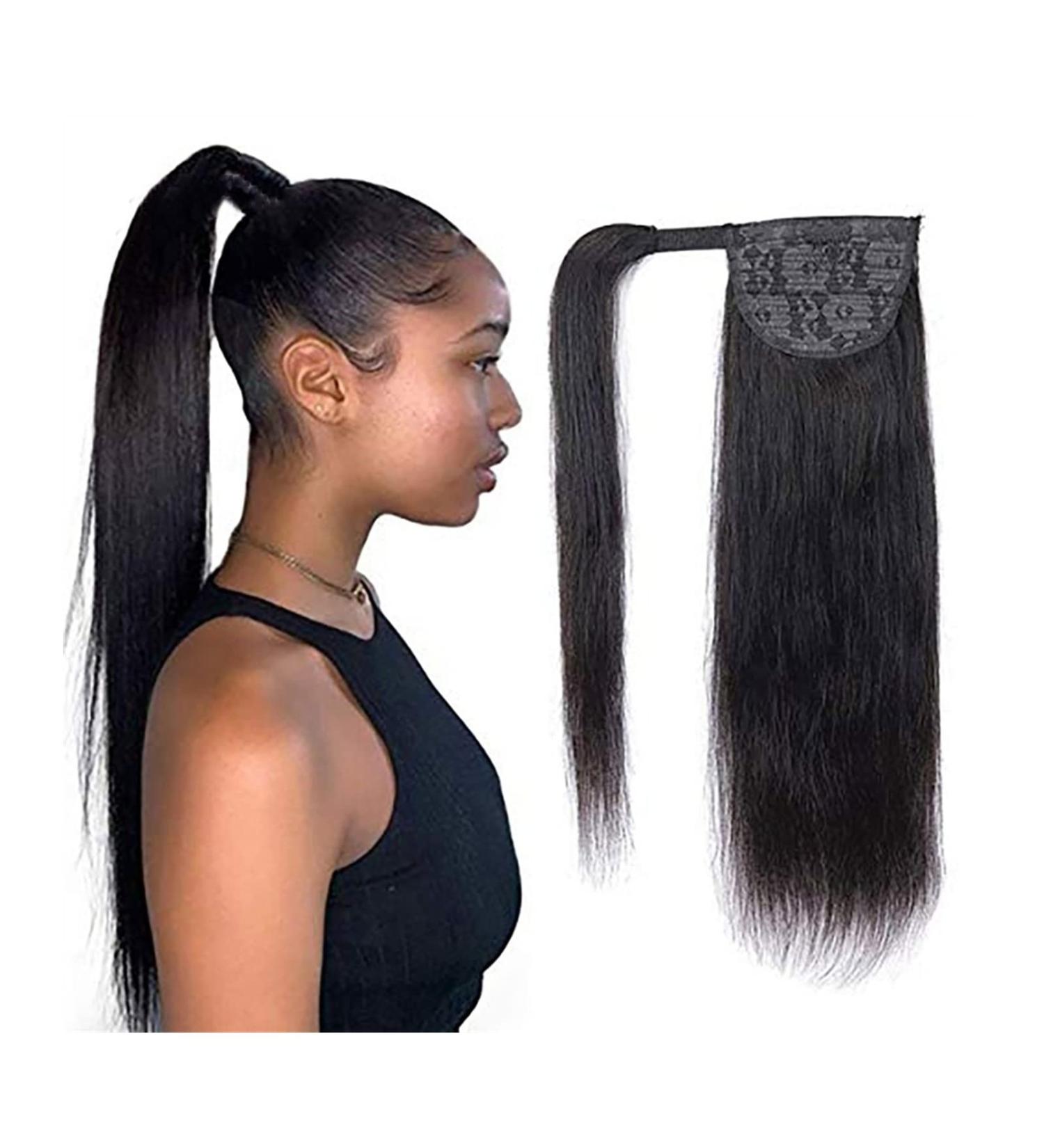 Ponytail Extension 8-24inch Wrap Around Ponytail Extensions Straight Remy Human Hair Ponytail Human Hair Clip in Ponytail Hair Extensions Natural Black Hair Extensions Ponytail(22inch(55cm)) 22inch(55cm) Wrap Around - Buy Online on GoSupps.com