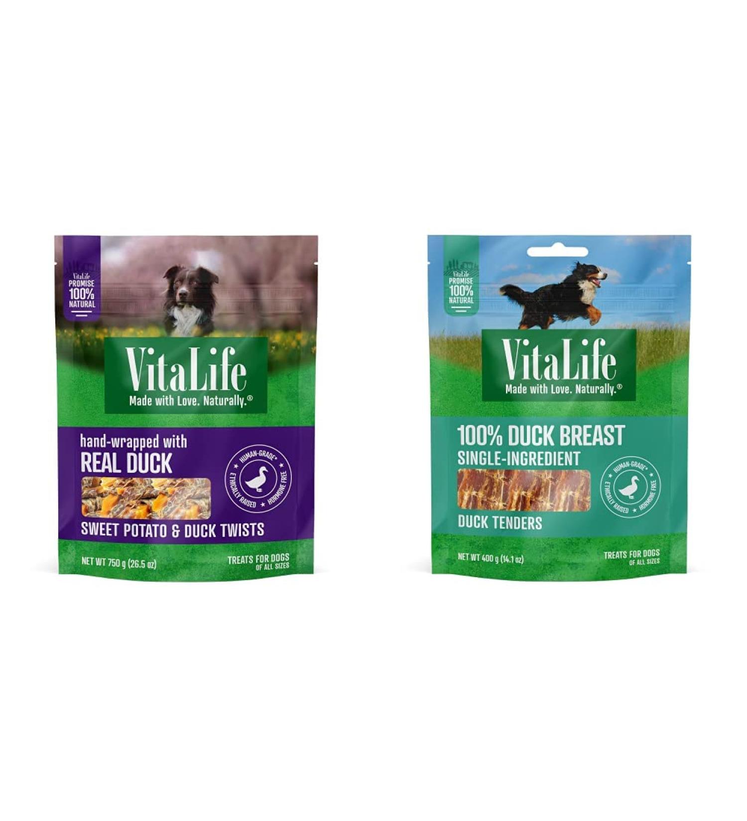 VitaLife 750g Sweet Potato & Duck Twists + 400g Duck Tenders All Natural Dog Treats - Buy Online on GoSupps.com