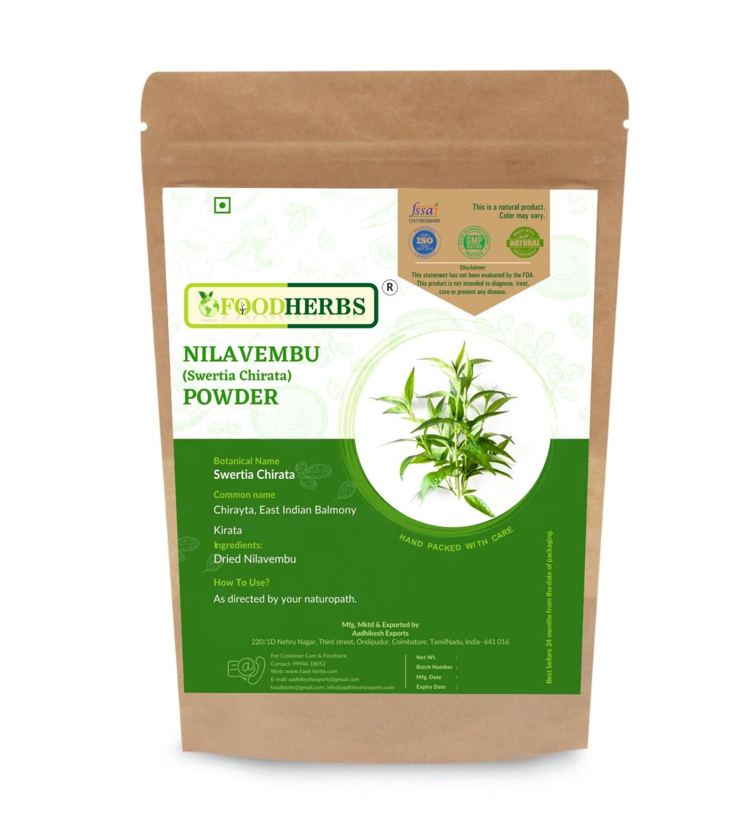 Kalmegh Powder | 200 GMS Andrographis Paniculata | Green Chirette | Nilavembu | Buy Organic Herbal Supplement Online - Buy Online on GoSupps.com