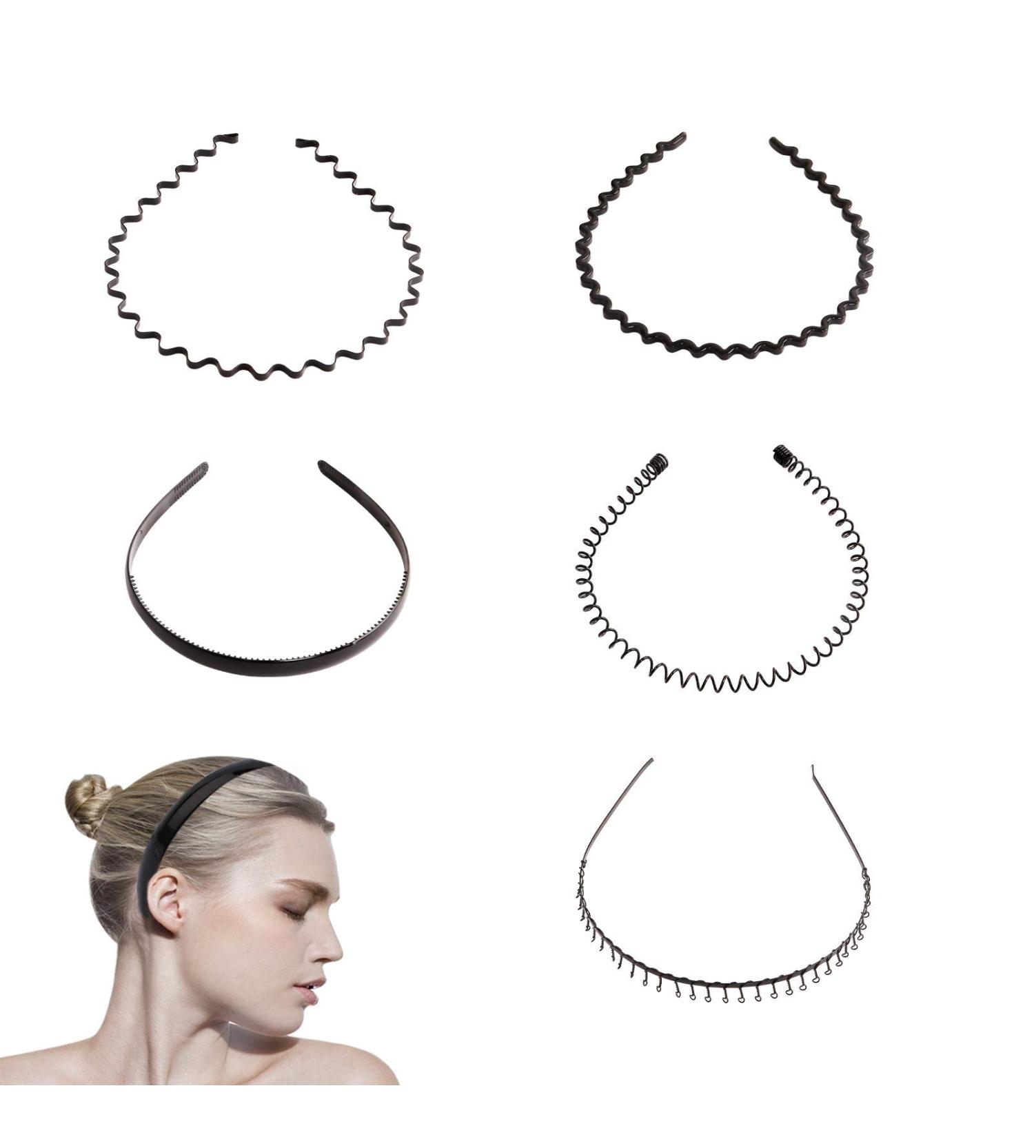 Zhio Wavy Hairband - Multi-Style Metal Hair Hoop Black Non-Slip Unisex Hairband for Yoga & Sports - International Shipping Available - Buy Online on GoSupps.com