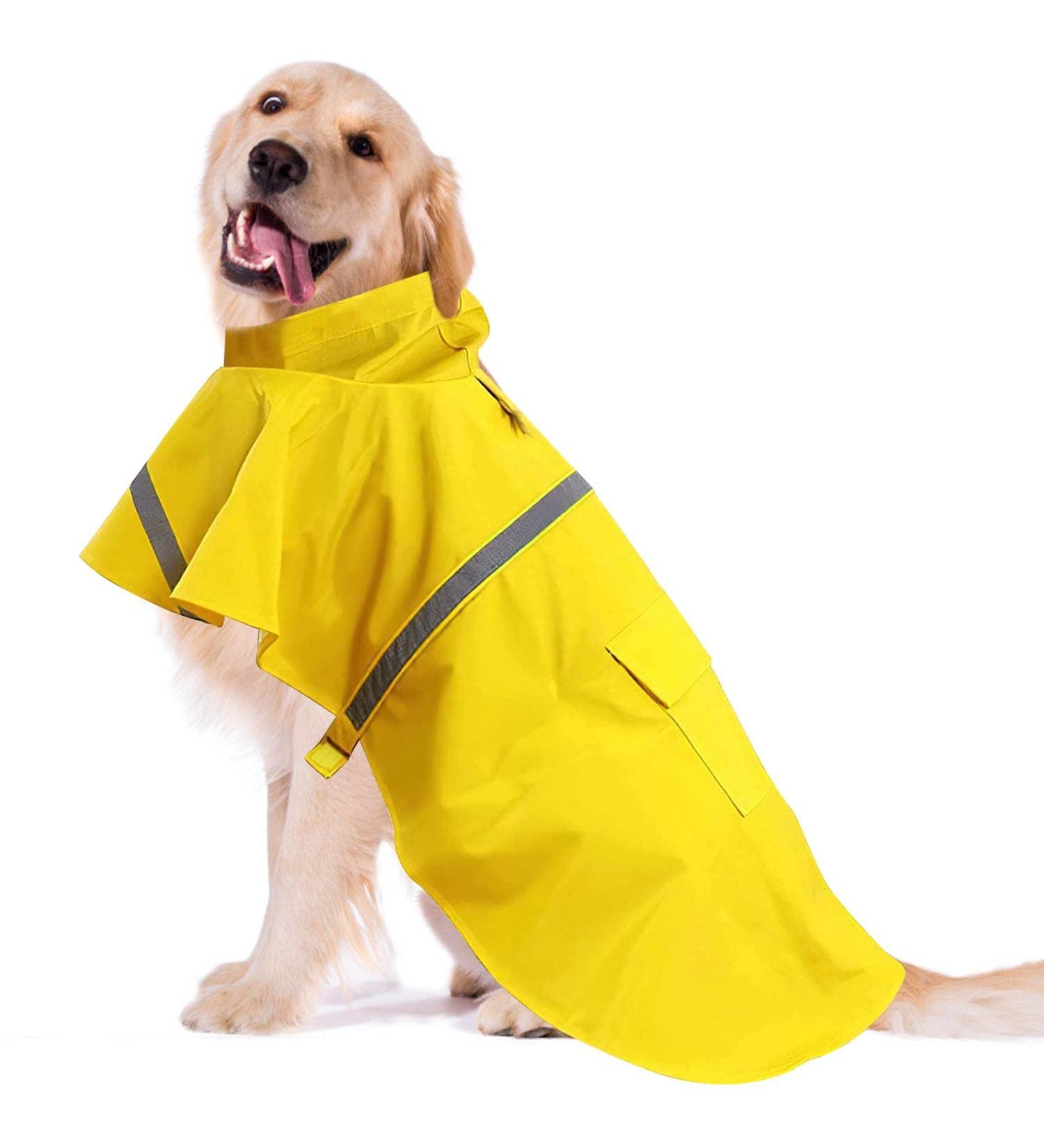Adjustable Rapid Drying Dog Rain Coat with Hood - Waterproof Pet Jacket for Lurcher Bulldog Cavapoo - Yellow XL 23.6 - Buy Online on GoSupps.com