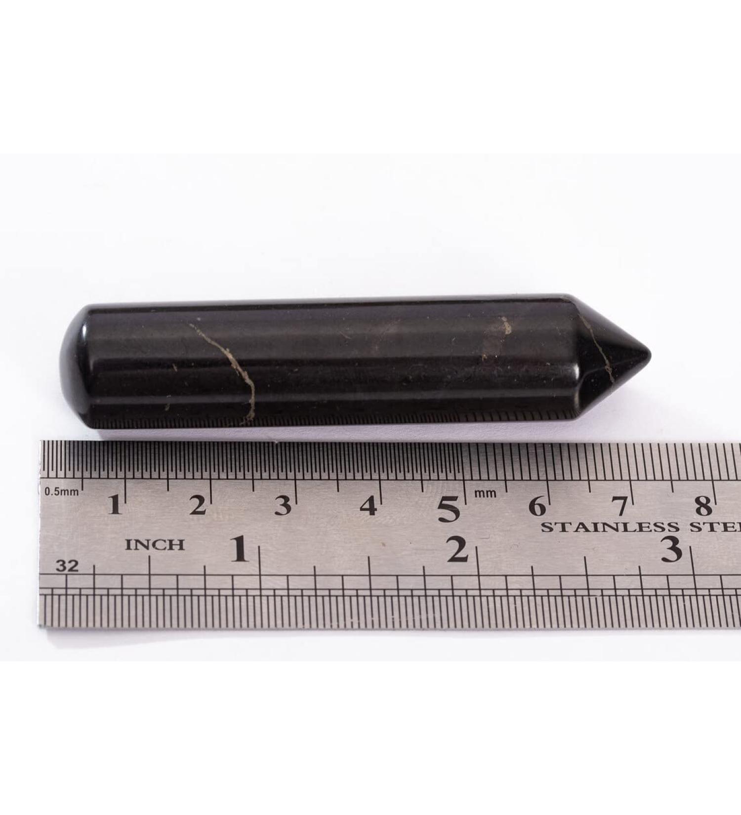 Shungite Massage Stick - Polished Stone Harmonizer - 70mm Long | Natural Healing Crystals for Wellness - Buy Online on GoSupps.com