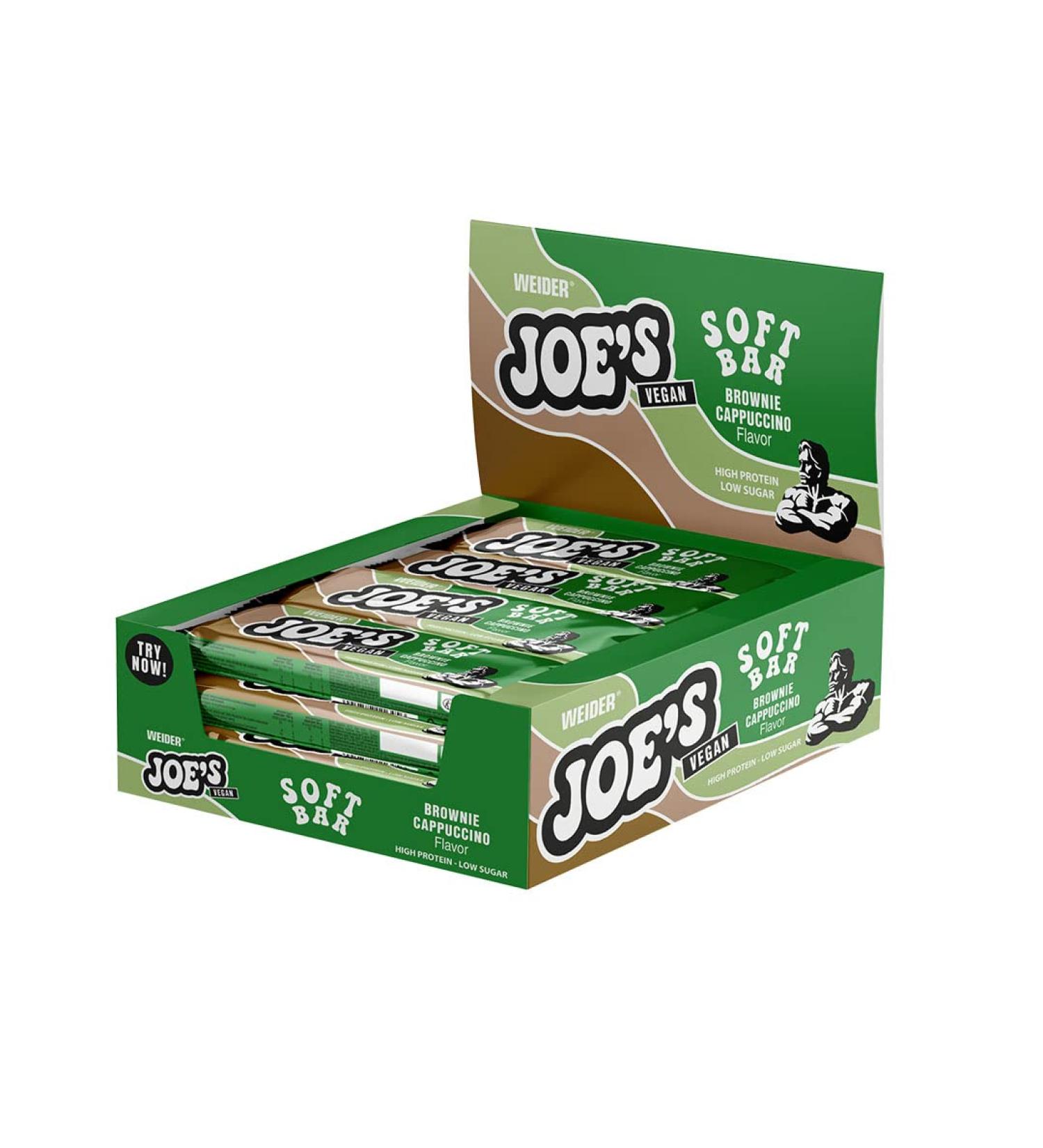 Buy Weider Joes Vegan Soft Bar - Delicious Protein Bar with Almonds | 12 x 50g - Guilt-Free Brownie Cappuccino Taste | International Shipping Available - Buy Online on GoSupps.com