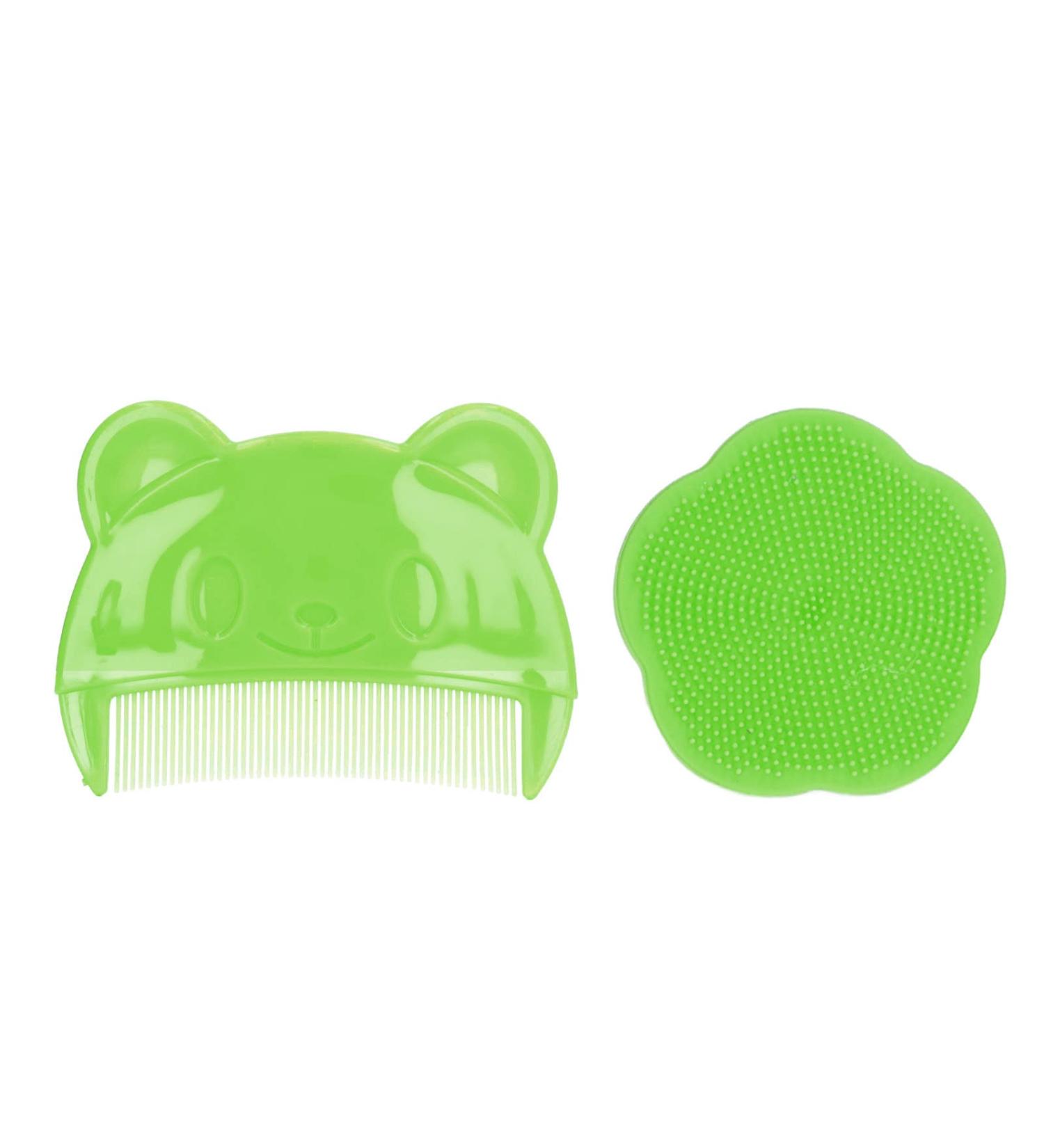 2PCS Baby Hair Brush and Comb Set for Newborns and Toddlers - Soft Sensory Bristles - Green - Buy Online on GoSupps.com