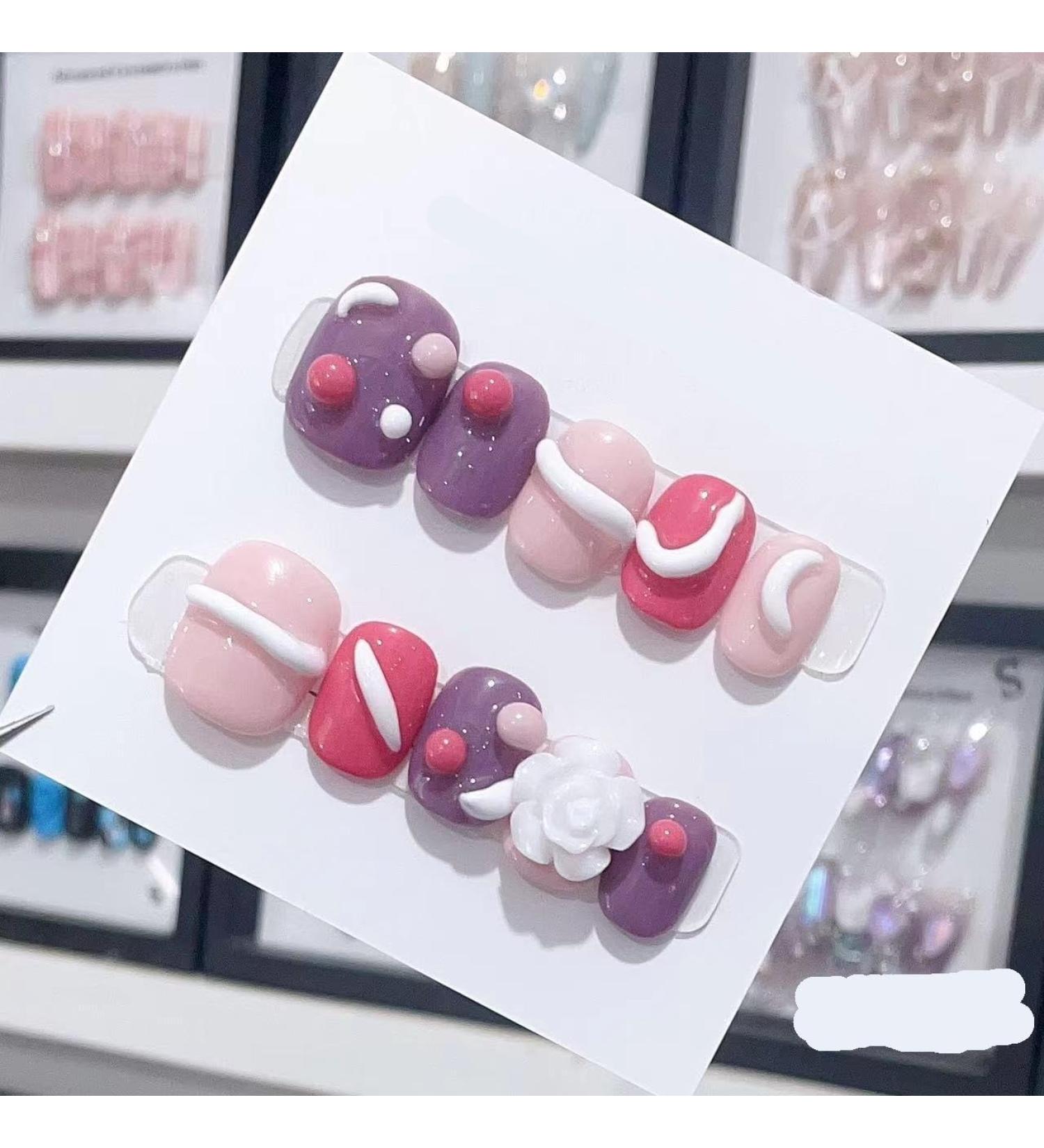 Handmade Long and Short Nail Patches for Artificial Nail Enhancement(Color:19585 Size:M) - Buy Online on GoSupps.com