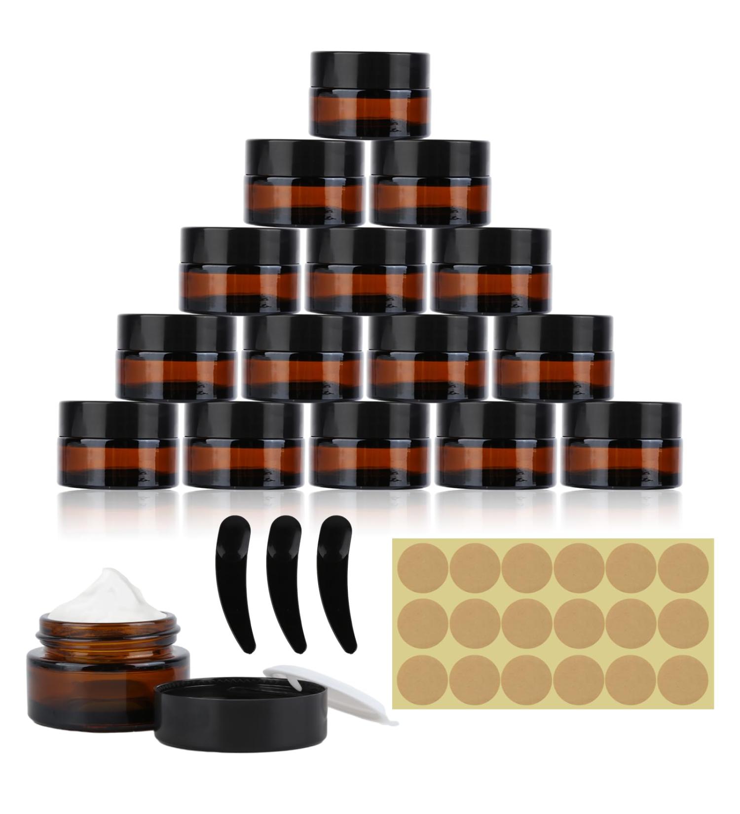 15 Stk 20ml Amber Glass Cream Cans Empty Canisters for Easy Filling | International Shipping Available - Buy Online on GoSupps.com