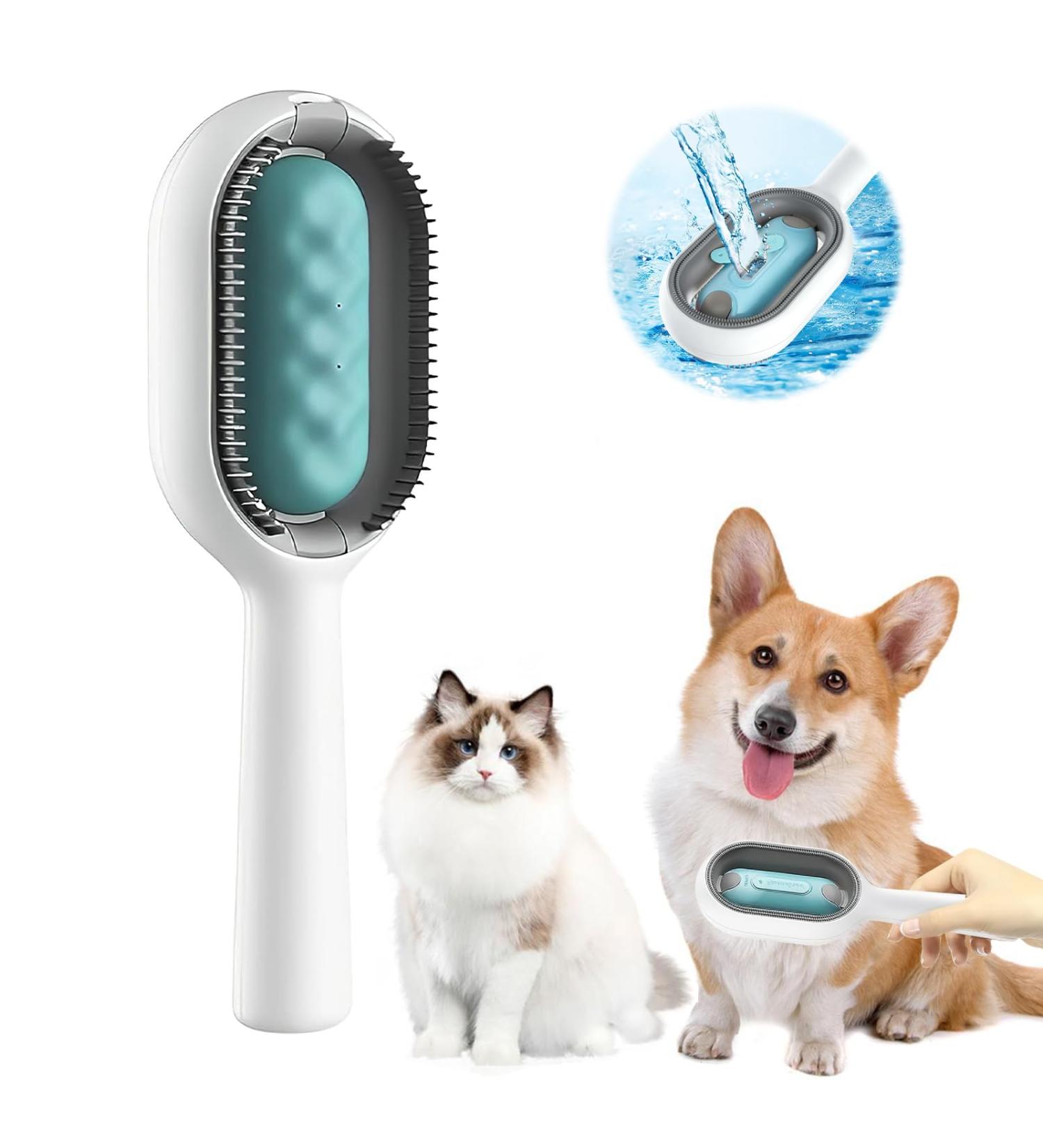4-in-1 Cat Brush with Water Tank | Darryy Multifunctional Animal Hair Removal Comb for Cleaning Massaging & Grooming - Buy Online on GoSupps.com