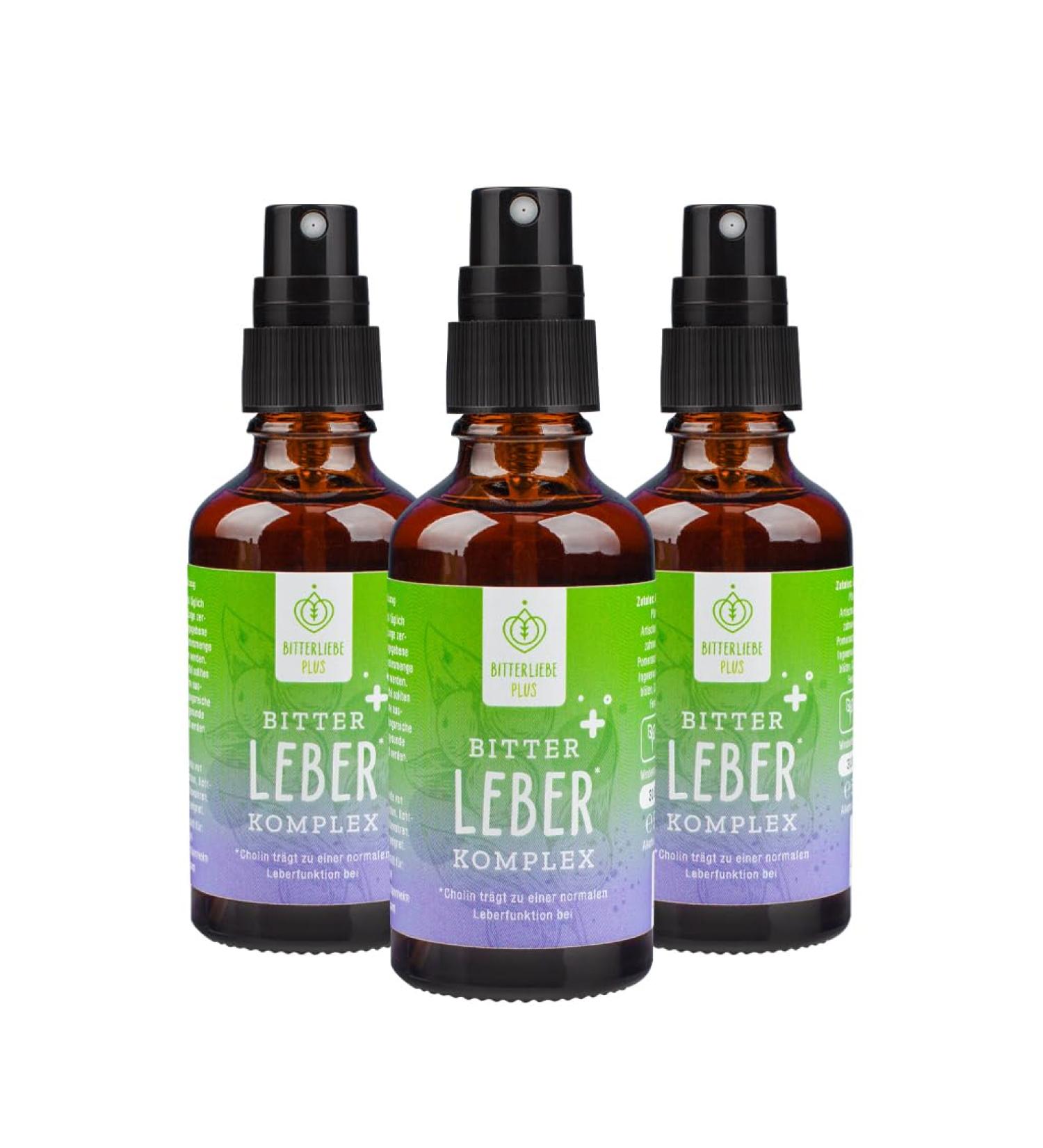 Bitterliebe Liver Complex Spray - Natural Liver Support with Bitter Substances & Choline - Detox & Fat Digestion - 3 Set - Buy Online on GoSupps.com