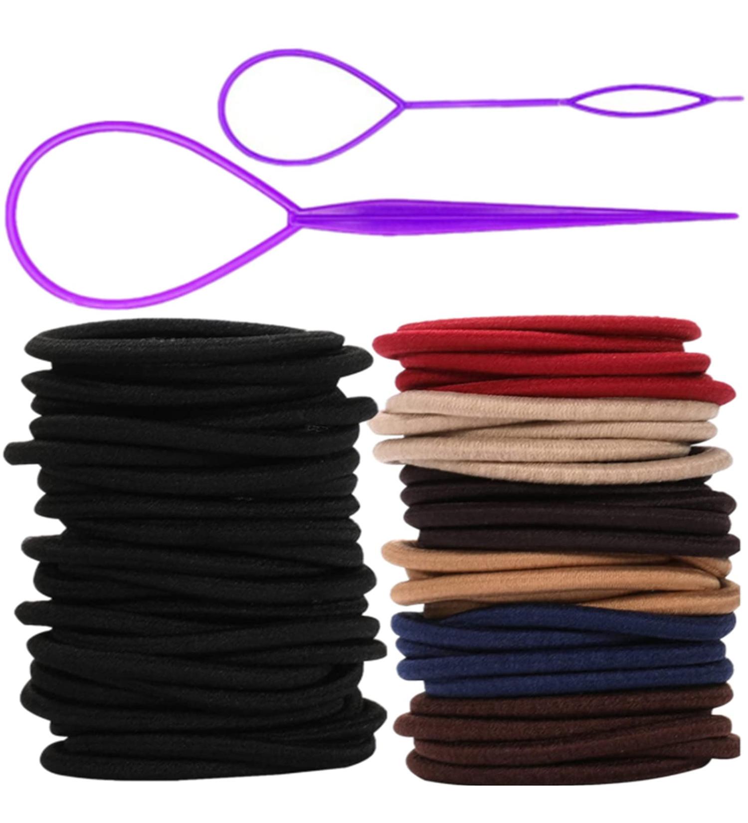 Luumxai 50Pcs Ouchless Womens Elastic Hair Ties - High Stretch Rubber Bands for Thick and Curly Hair - Topsy Tail Hair Tools - No Metal Hair Elastic Bands (4mm) - Buy Online on GoSupps.com