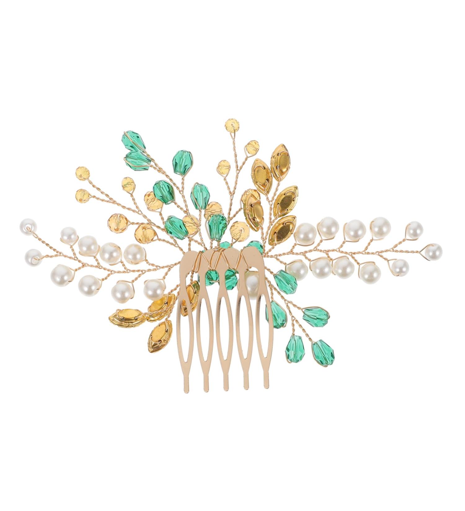 Ipetboom Wedding Headpiece for Bride Rhinestone Accessories for Women Bride Hair Accessories Green Hair Accessories for Prom Bridal Hair Accessories for Women Miss Hair Comb Metal Manual - Buy Online on GoSupps.com