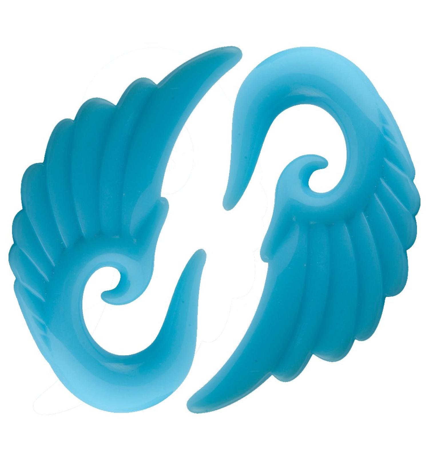 Acrylic Angel Wings Gray Marble Earplugs - Glow in the Dark Pastel Blue (3MM-14MM) - International Shipping Available - Buy Online on GoSupps.com