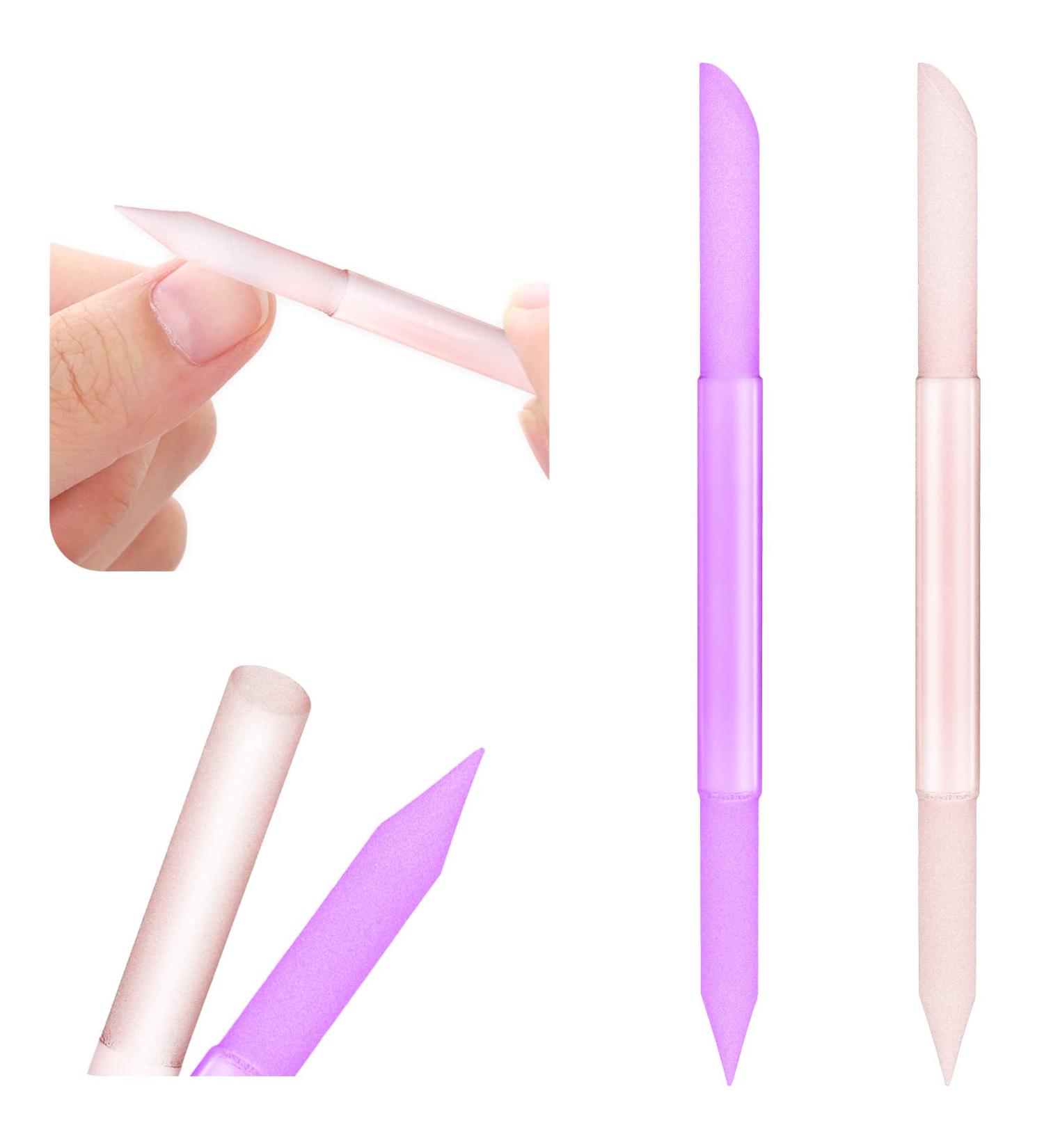 Sibba Glass Cuticle Pusher & Remover Set - Double Sided Trimmer & Manicure Stick for Precision Filing - Nail Salon Quality Tools for Women & Girls - (2pcs Pink Purple) - Buy Online on GoSupps.com