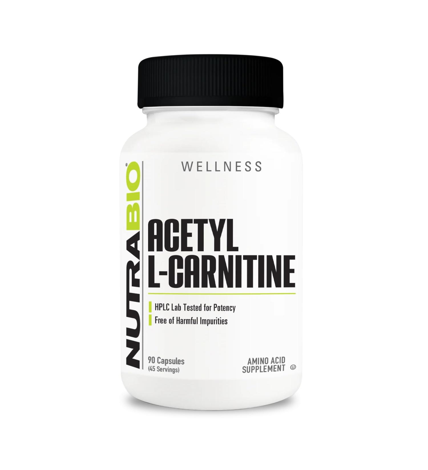 NutraBio Acetyl L-Carnitine 500mg - Boost Energy & Metabolism 90 Capsules - Premium Health Supplement - Buy Online on GoSupps.com