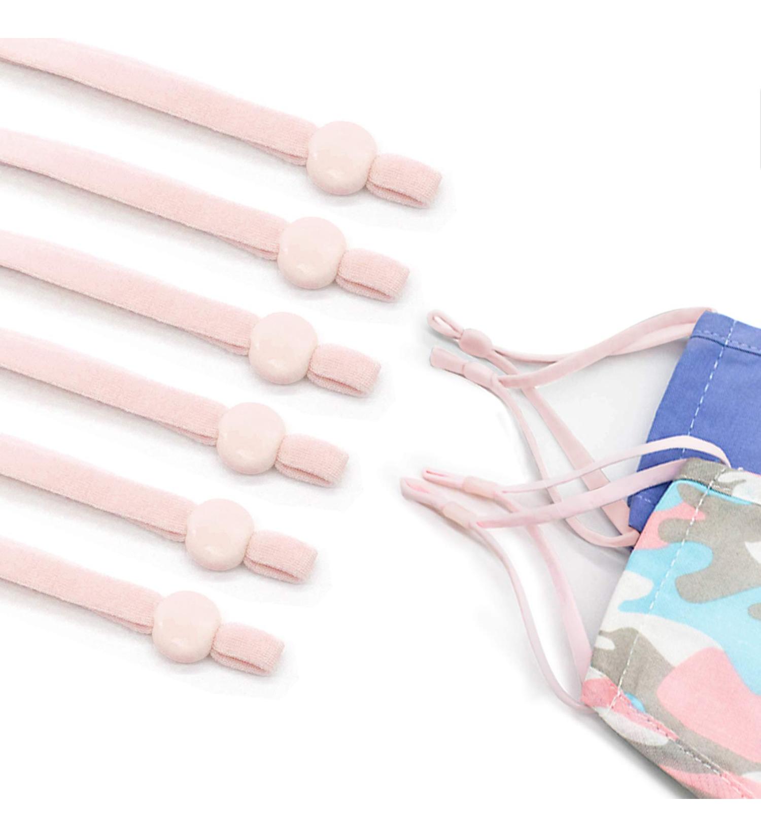 Adjustable Elastic Mask Strap with Buckle - 50 Pieces Pink Earloop Lanyard for DIY Mask Making - Buy Online on GoSupps.com
