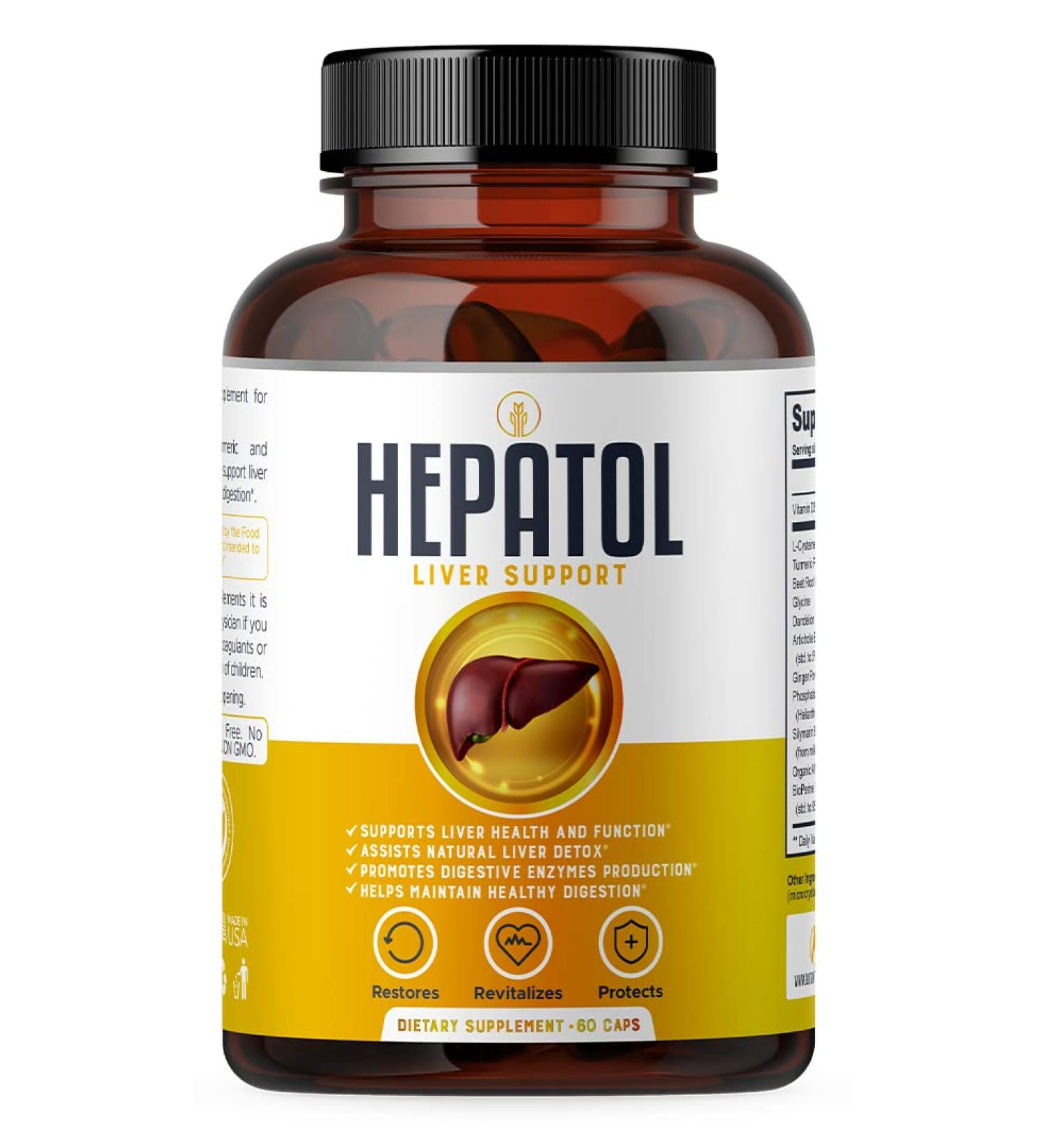 Hepatol Liver Cleanse Detox Supplement with Turmeric & L-Cysteine - 60 Ct for Liver Health & Digestion - Buy Online on GoSupps.com