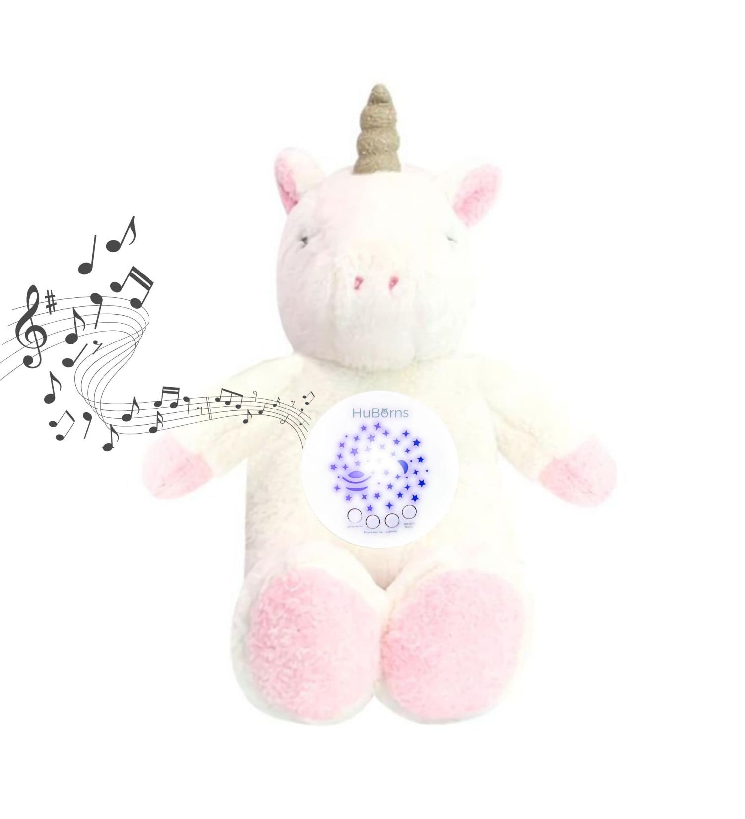 Huborns Unicorn Night Light Cuddly Toy with White Noise - Sleep Aid for Children & Perfect Baby Shower Gift - Buy Online on GoSupps.com