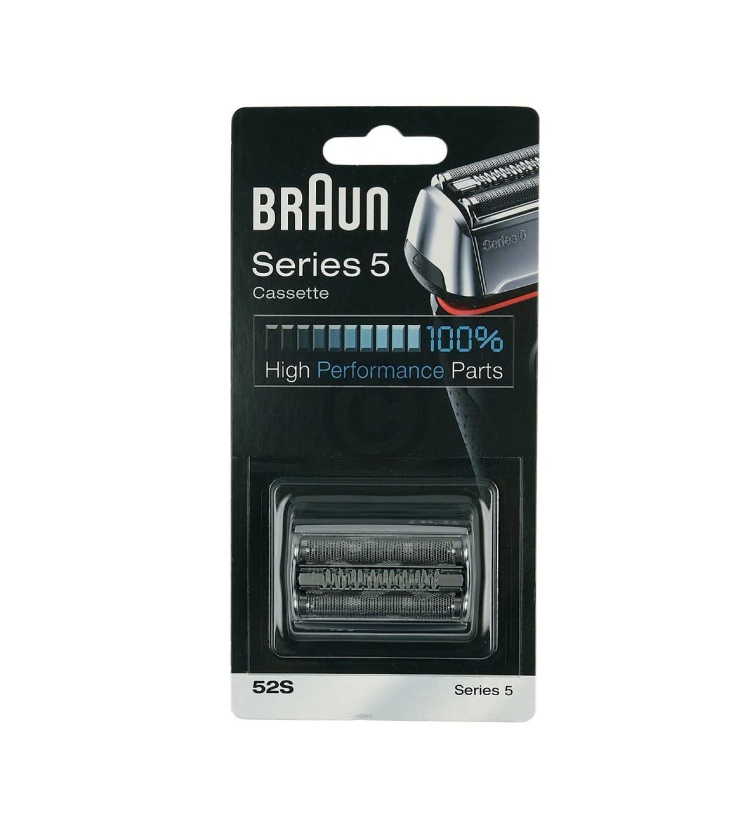 Shaving head cassette compatible with BRAUN 52S silver for men's shavers