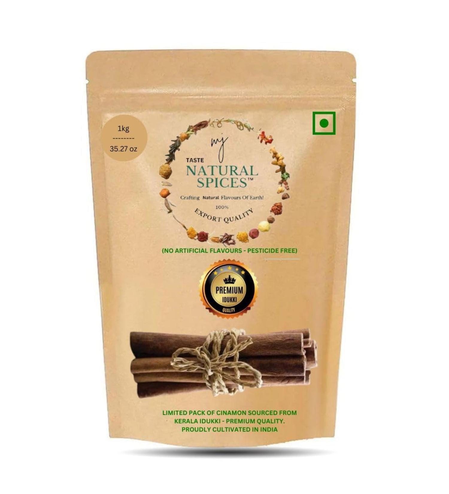 MJ TASTE NATURAL Ground Cinnamon Spice 100% Raw & Natural Sticks | Dalchini Perfect for Baking Cooking & Beverages | Plastic Free (1kg - 35.27oz) - Buy Online on GoSupps.com
