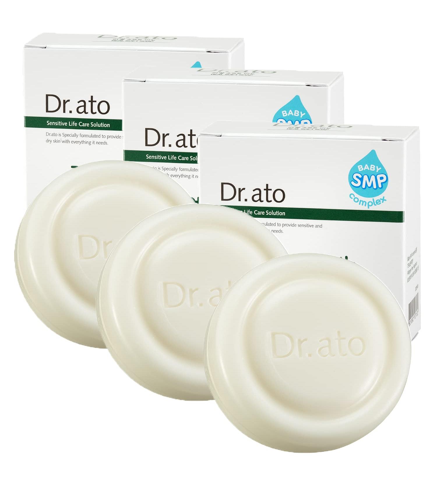 DR.ATO Real Soft Baby Bath Soap 100g 3 Pack - Gentle Tear-Free Cleansing with Shea Butter and Glycerin, Mild & Hypoallergenic Bar for Infants and Toddlers - Buy Online on GoSupps.com