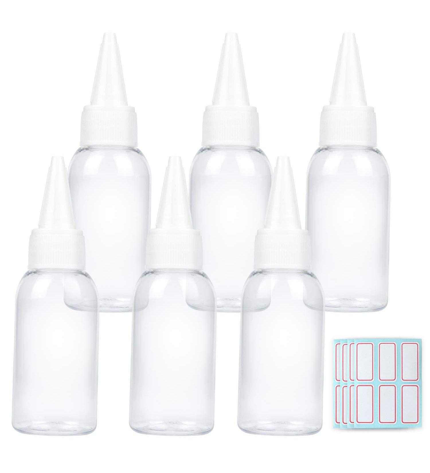 Trendbox 1oz Clear Plastic Bottles Applicator with Twist Top Cap BPA-Free - 6 Pack for Hair Oils and Liquids - Buy Online on GoSupps.com