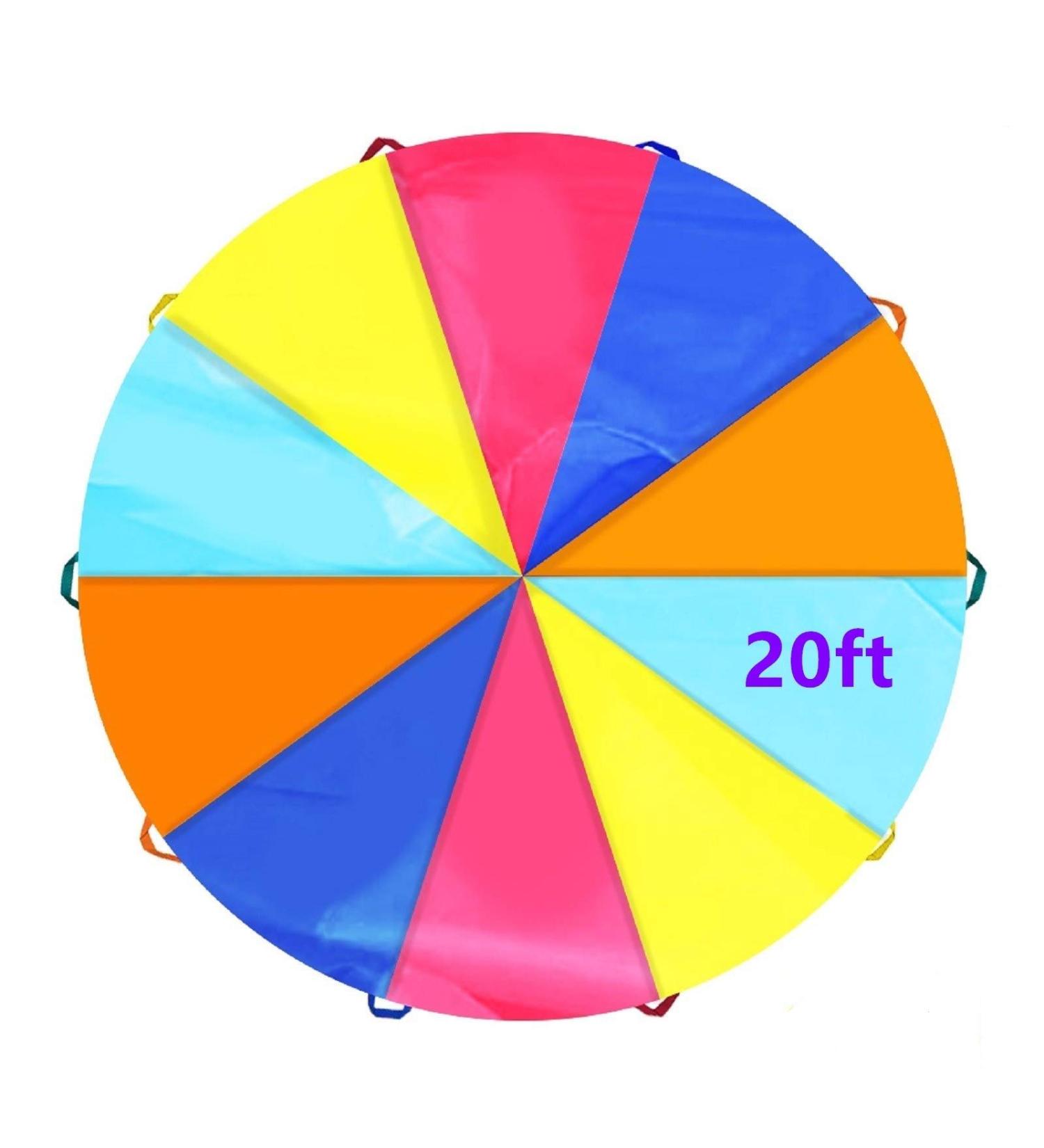 SPINFOX Play Parachute - 6FT, 10FT, 20FT Multicolored Parachute for Kids | Handles, Indoor/Outdoor Exercise Toy - Buy Online on GoSupps.com