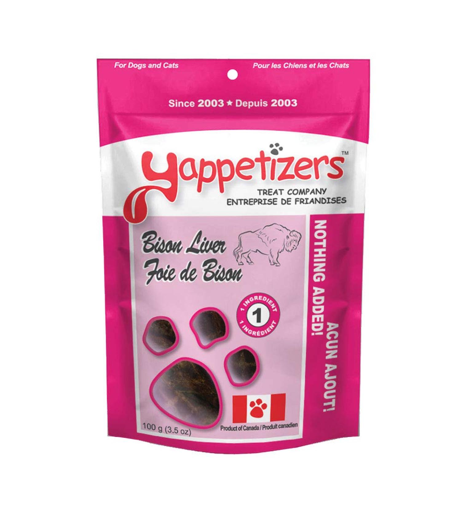 Yappetizers Treat Company 100% Bison Liver Dehydrated Dog Treat | Hand Made in Canada Since 2003 - Equal to 1 Pound of raw Bison Liver (Medium | 85 Grams | 3oz).