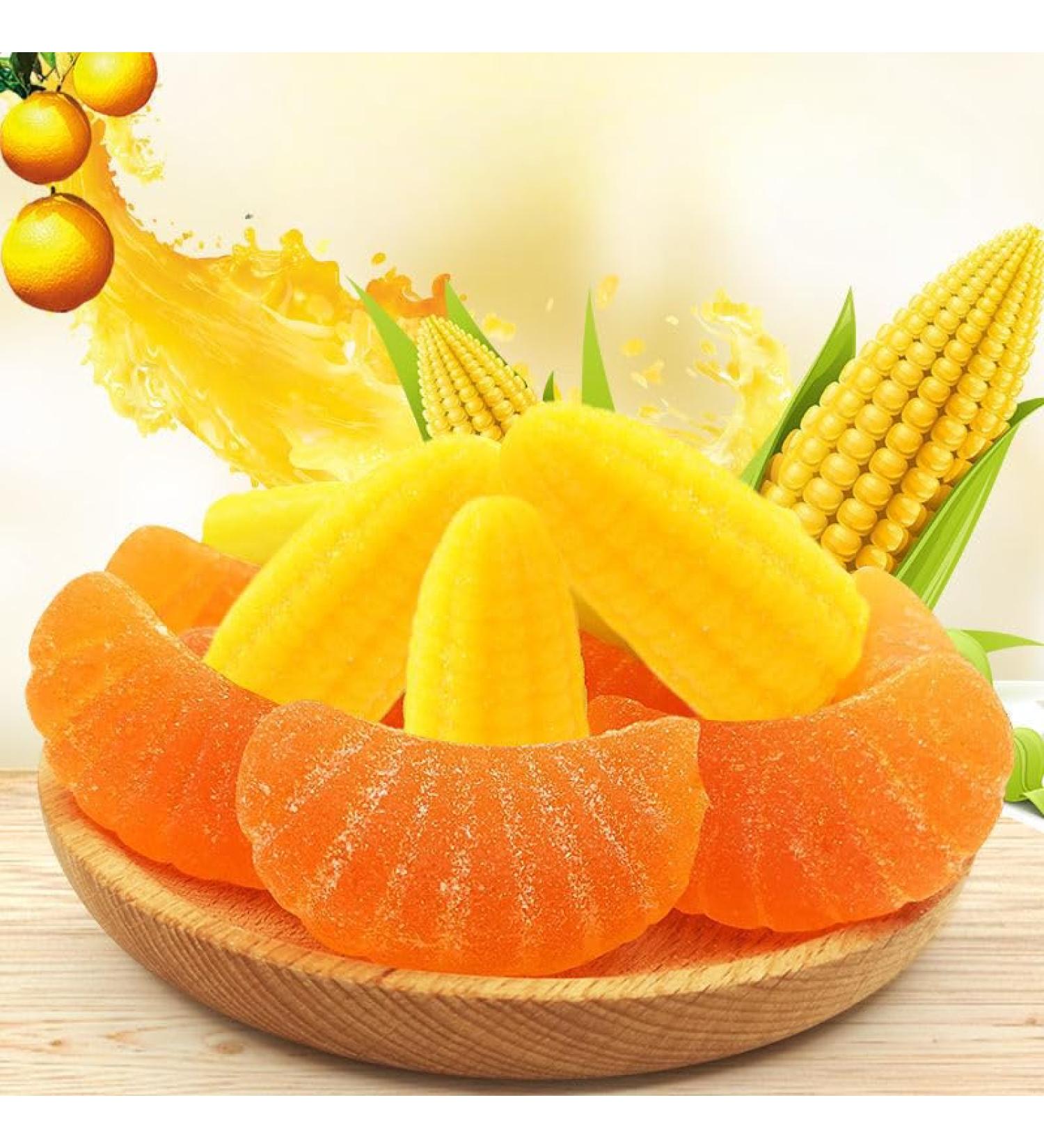 Fruit Juice Fudge Corn candy Orange juice flavored candy fruit gummy candy soft candy healthy nutritious dessert wedding candies New Year Candy Chinese snacks delicious snack gift (Corn 200g) Corn 200g - Buy Online on GoSupps.com