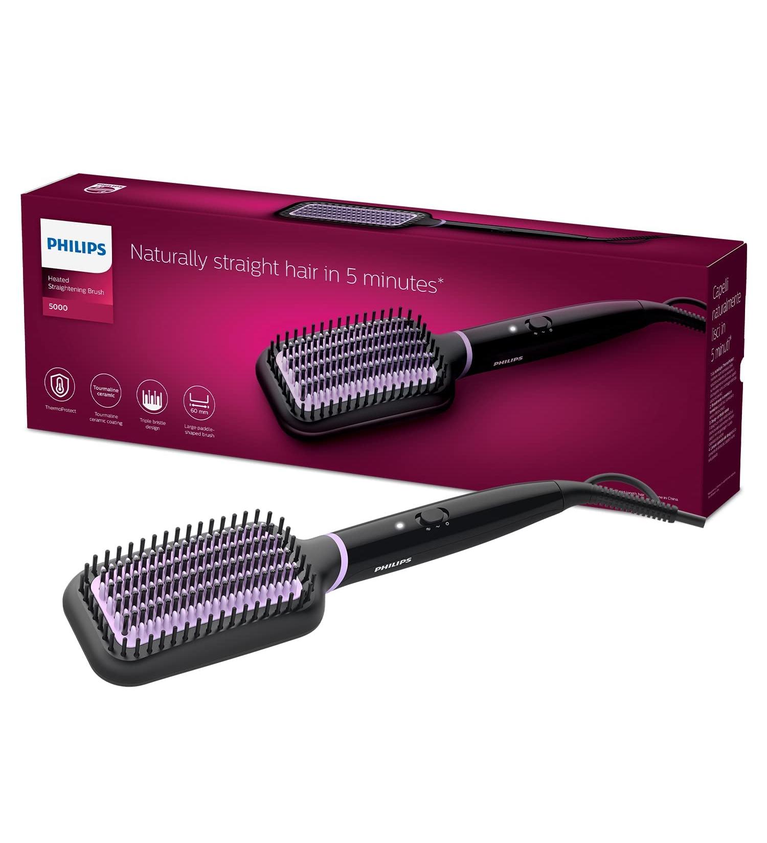Philips StyleCare Heated Brush BHH880/00 - Smoothing Hair Styling Device 170 C & 200 C PTC Black & Pink Ideal for International Shipping - Buy Online on GoSupps.com