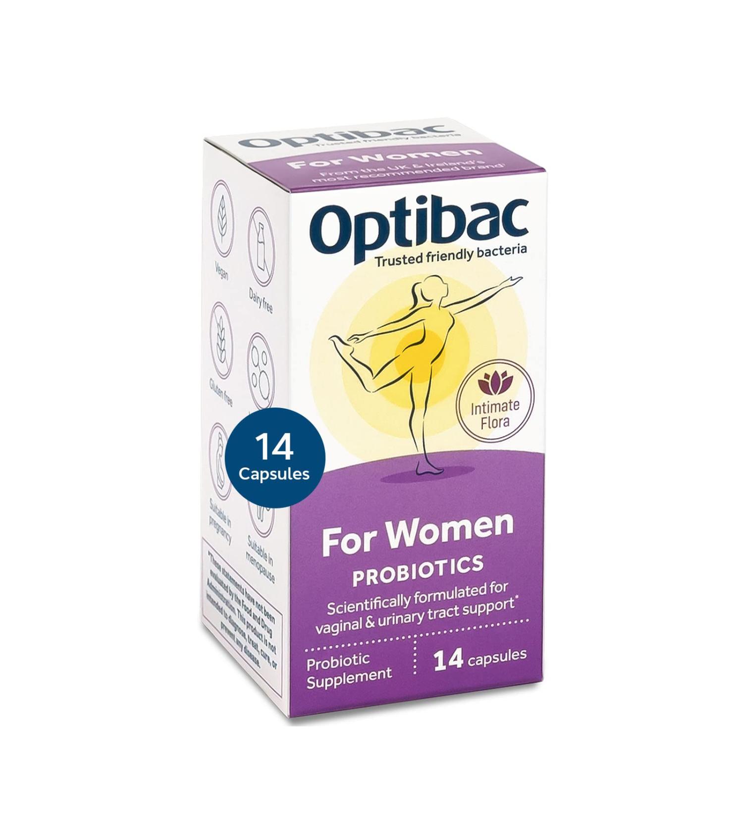 Optibac Probiotics for Women - Vegan Probiotic to Support Vagina Flora and Urinary Tract Health - 14 Capsules - Buy Online on GoSupps.com