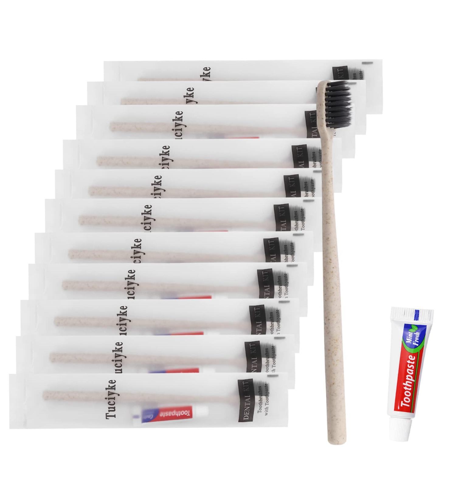 Tedule Disposable Toothbrushes with Toothpaste - 50 Pack Apricot Manual Toothbrushes for Hotels Family Homeless Nursing Homes - Convenient & Travel-Friendly - Buy Online on GoSupps.com