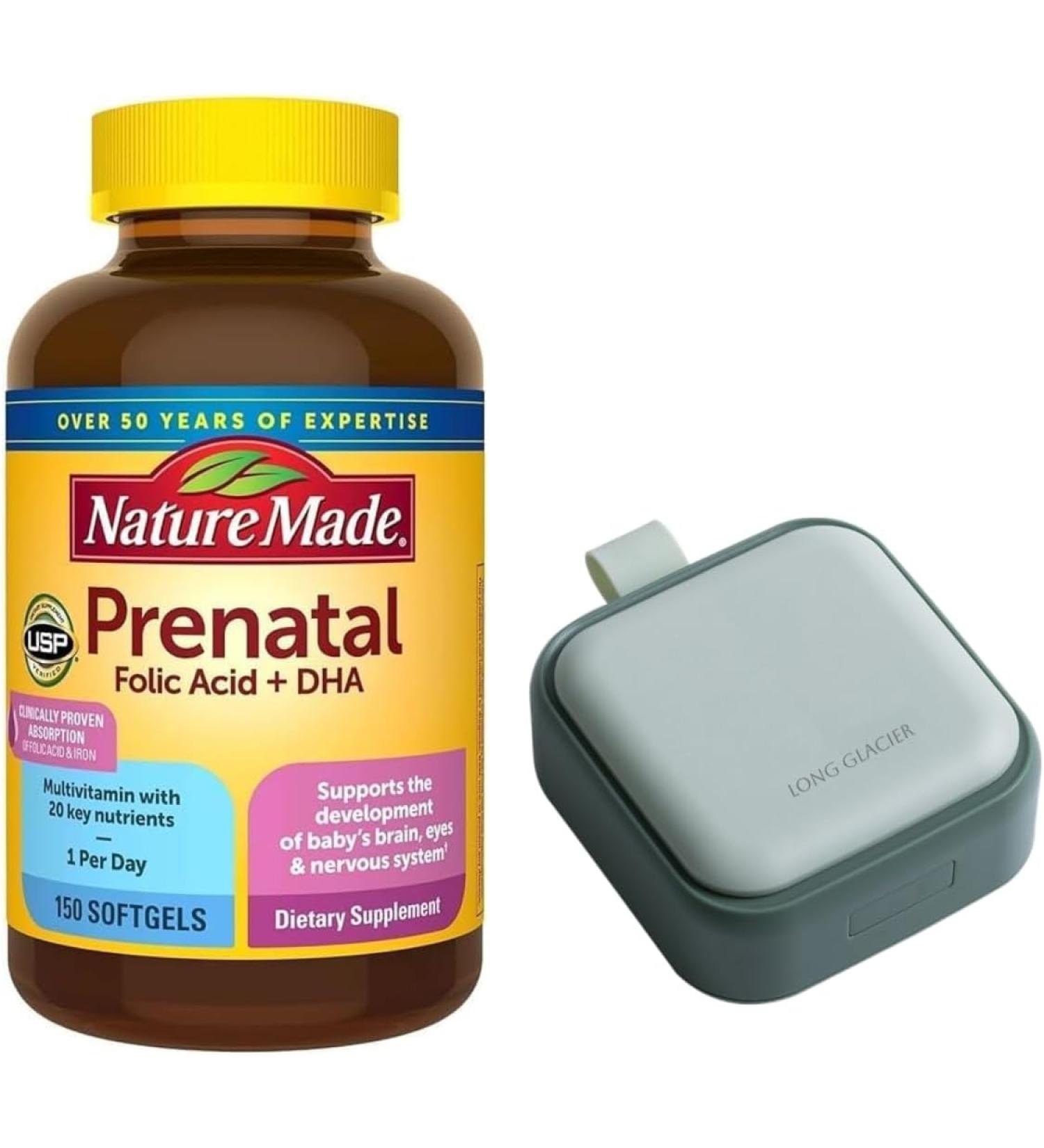 Nature Made Prenatal Multi + DHA Softgels Bundle with Long Glacier Pill Organizer - 150 Count  Small Cute Pill Container for Vitamins  Fish Oils  Supplements - Buy Online on GoSupps.com