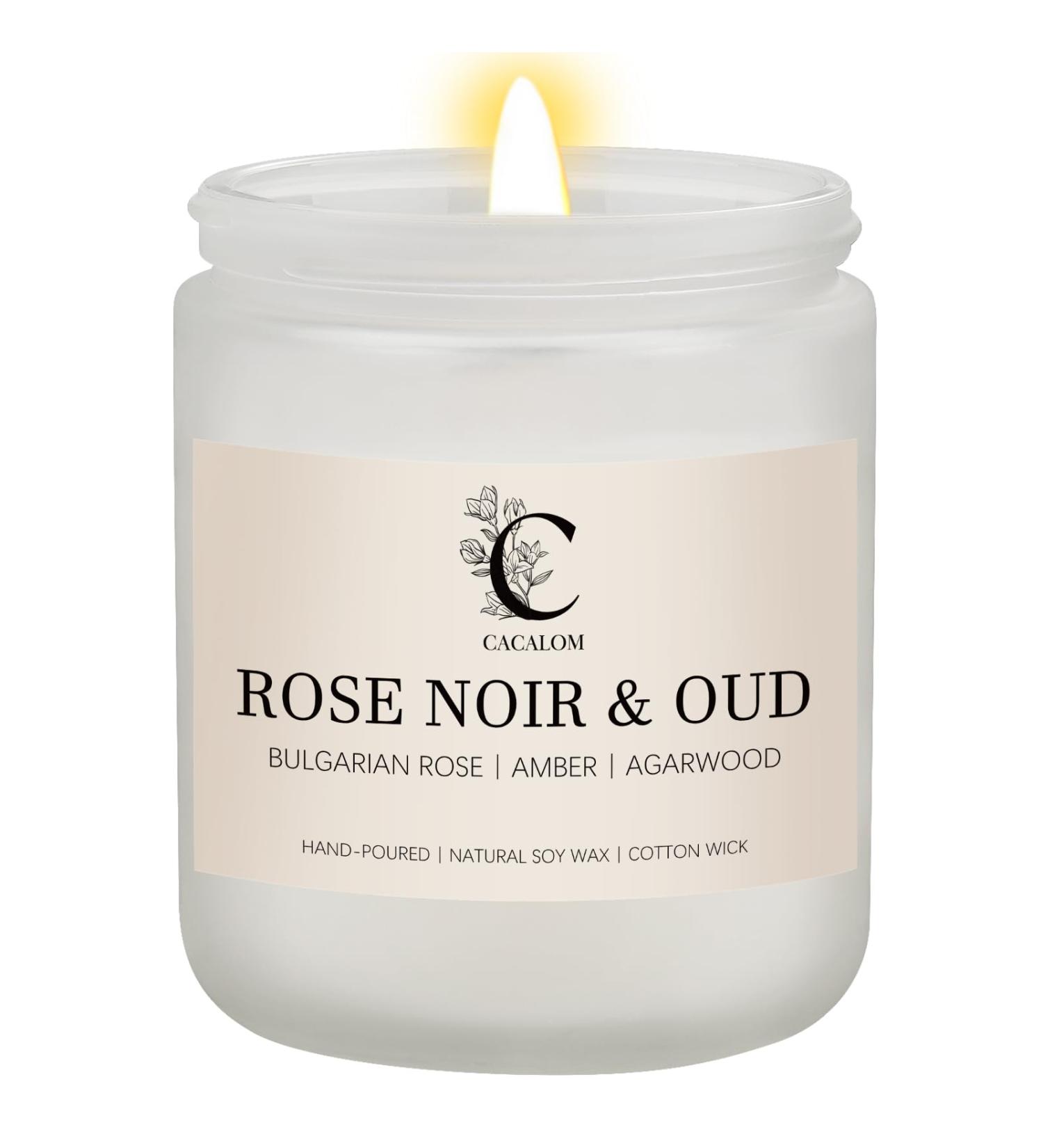 Rose Noir & Oud Scented Candles - Long Lasting Soy Wax Jar Candle for Home Stress Relief (7 oz - Buy Online on GoSupps.com