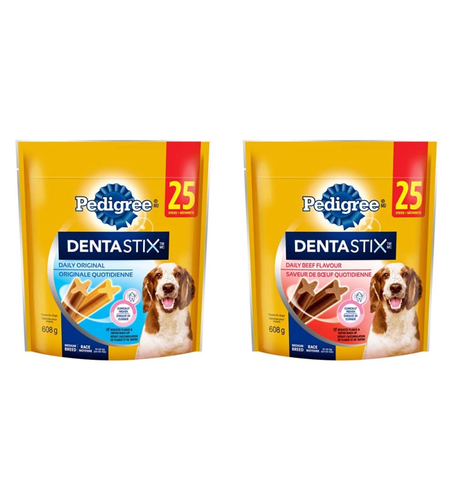 PEDIGREE DENTASTIX Oral Care Adult Dog Treats for Medium Dogs - Original + Beef 50 Sticks - Buy Online on GoSupps.com