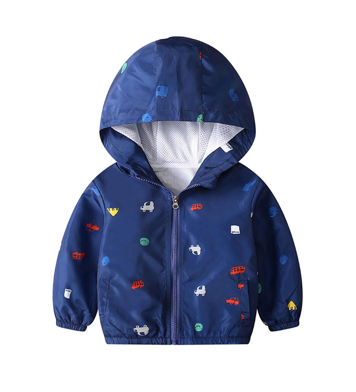 JinBei Toddler Boy Hooded Jacket - Waterproof Windbreaker Coat for Kids 1-7 Years - Navy Blue-Car Design - Buy Online on GoSupps.com