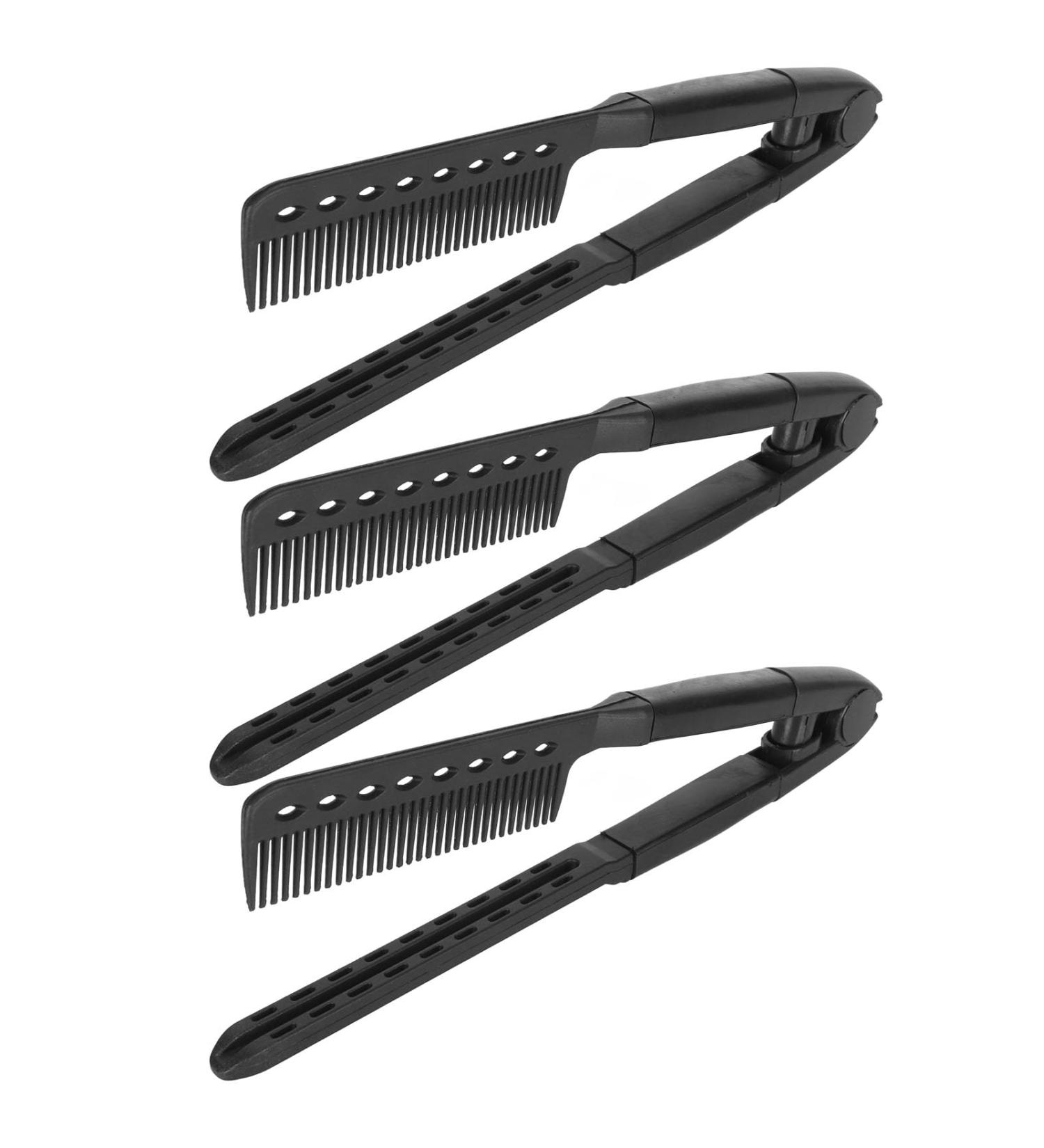 Heat Resistant V Shaped Hair Straightening Comb Rounded Comb Teeth Durable ABS Material Lightweight Portable Hair Styling Comb Quickly Shape Different Hairstyles with Rounded - Buy Online on GoSupps.com