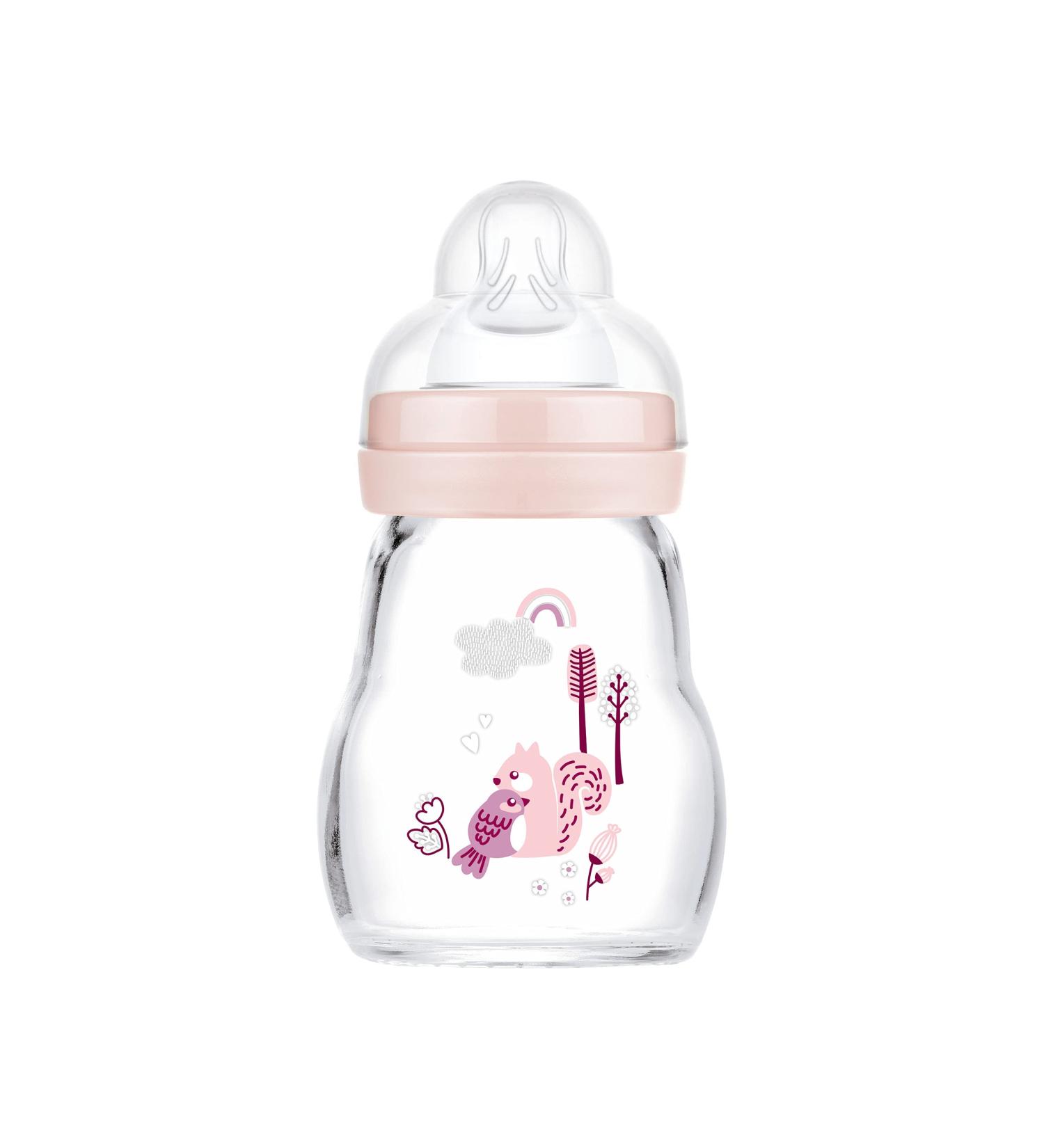 MAM Feel Good Glass Baby Bottle 170 ml - Milk Bottle with Wide Mouth - Stable Bottle with Teat - Size - Buy Online on GoSupps.com