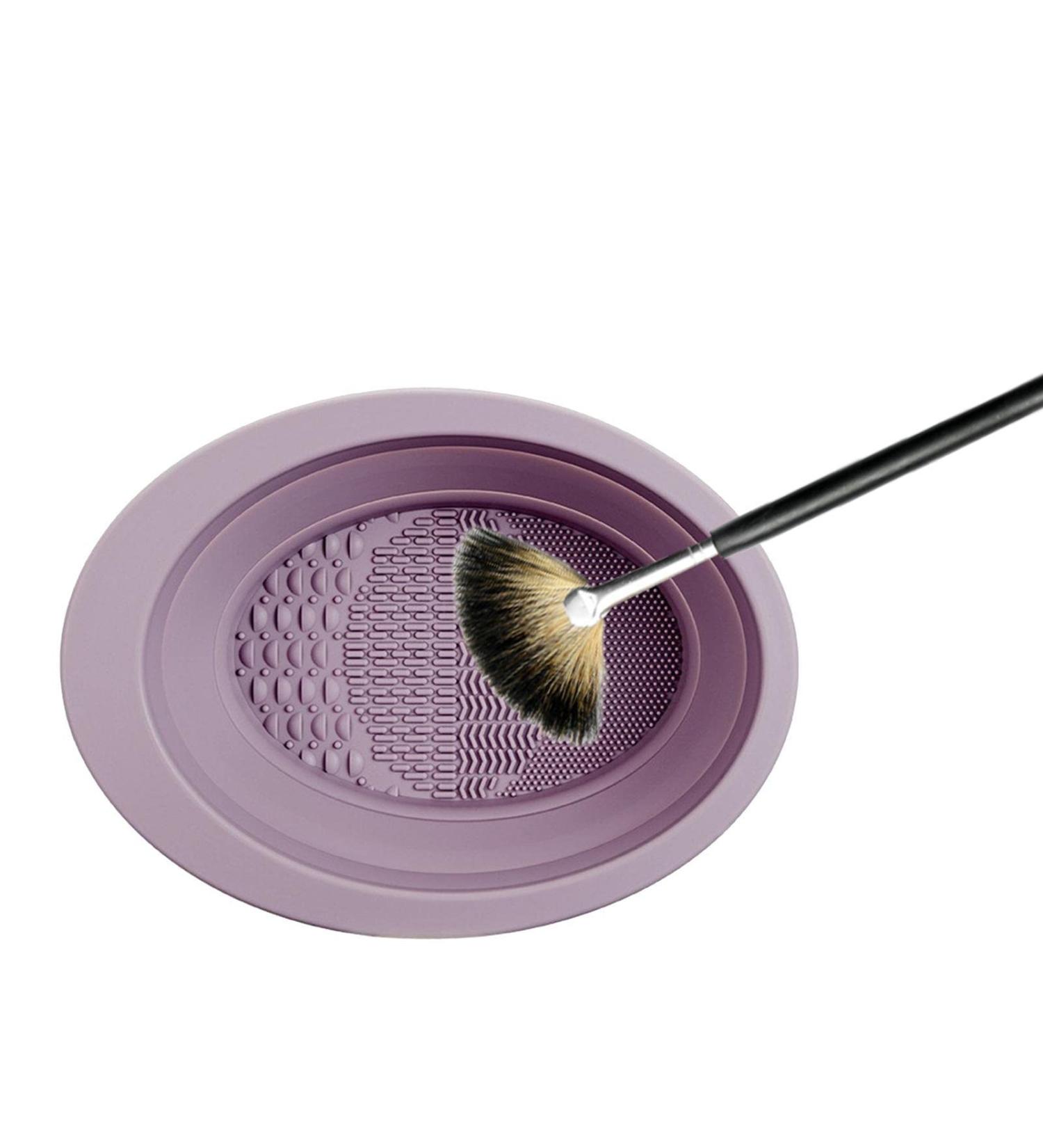 Brush Cleaner | Silicone Foldable Brushes Scrubber Bowl | Makeup Brush Cleansing Tool Portable Suitable For Makeup Brush Makeup Sponge Powder Puff Purple - Buy Online on GoSupps.com