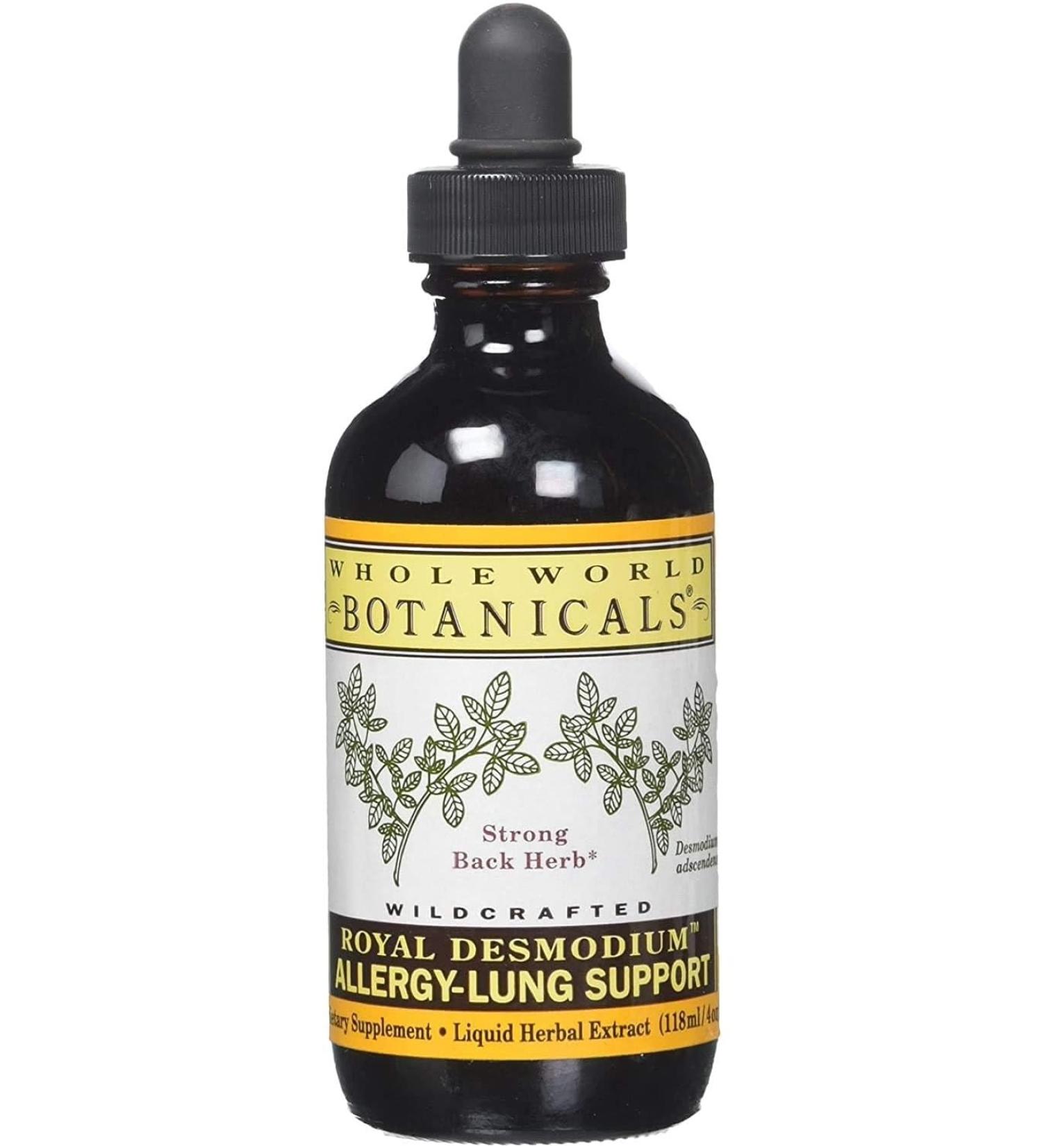 Whole World Botanicals Royal Desmodium Allergy Lung Support - 4 fl oz | Natural Allergy Relief & Lung Health Supplement | Ship Worldwide - Buy Online on GoSupps.com