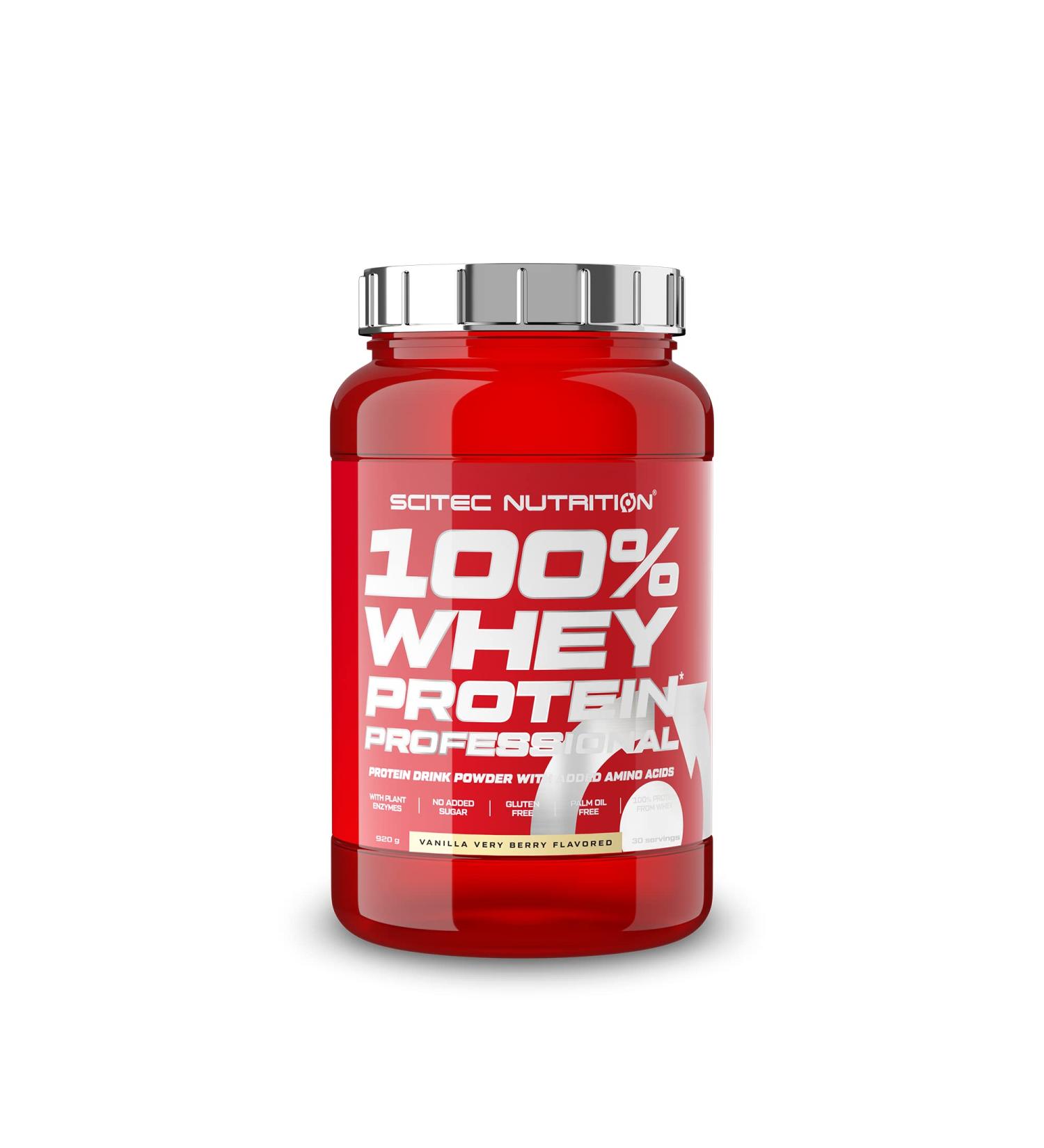 Buy Scitec Nutrition 100% Whey Protein Professional - Vanilla Very Berry 920g | International Shipping Available - Buy Online on GoSupps.com