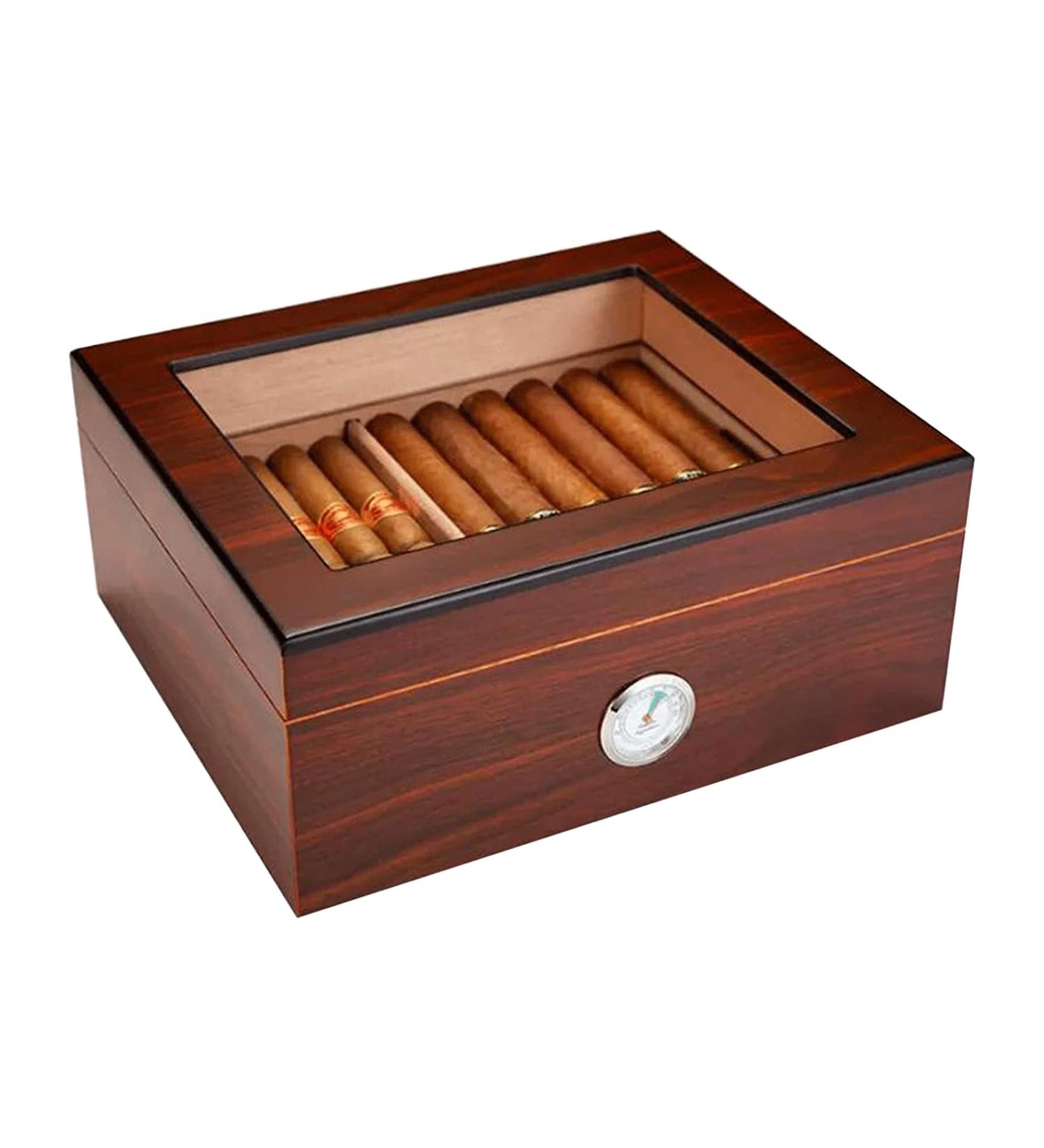 Cigar Boxs Humidors Cigar Humidor Fine Humidors Clear Glass Top with Hygrometer Cigar Desktop Box Cecigar Box Men's Cigars Case - Buy Online on GoSupps.com