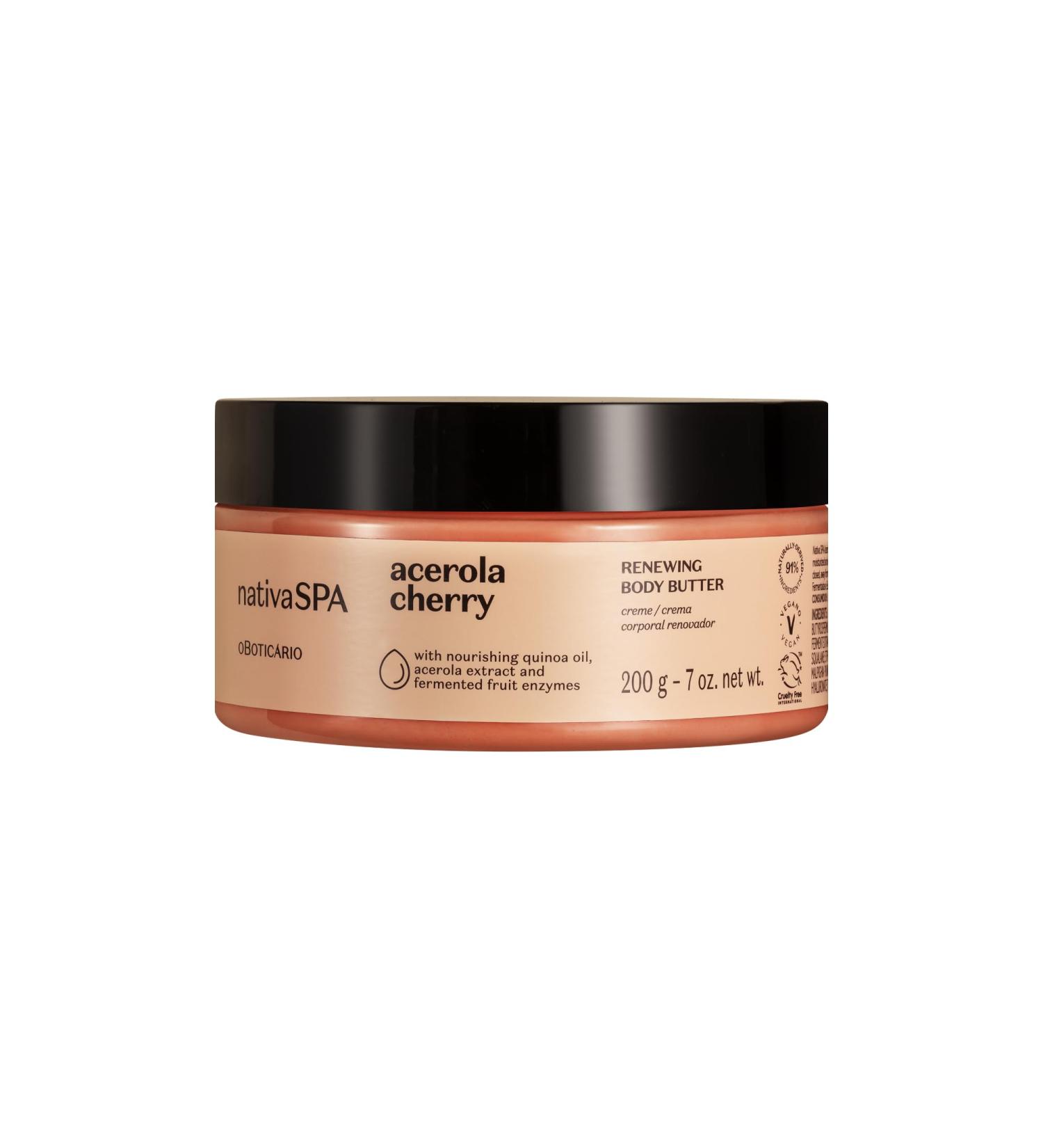 Nativa SPA by O Boticario Acerola Cherry Renewing Body Butter Deep Nourishment for Supple Glowing Skin 1.05 Ounce (200g) - Buy Online on GoSupps.com