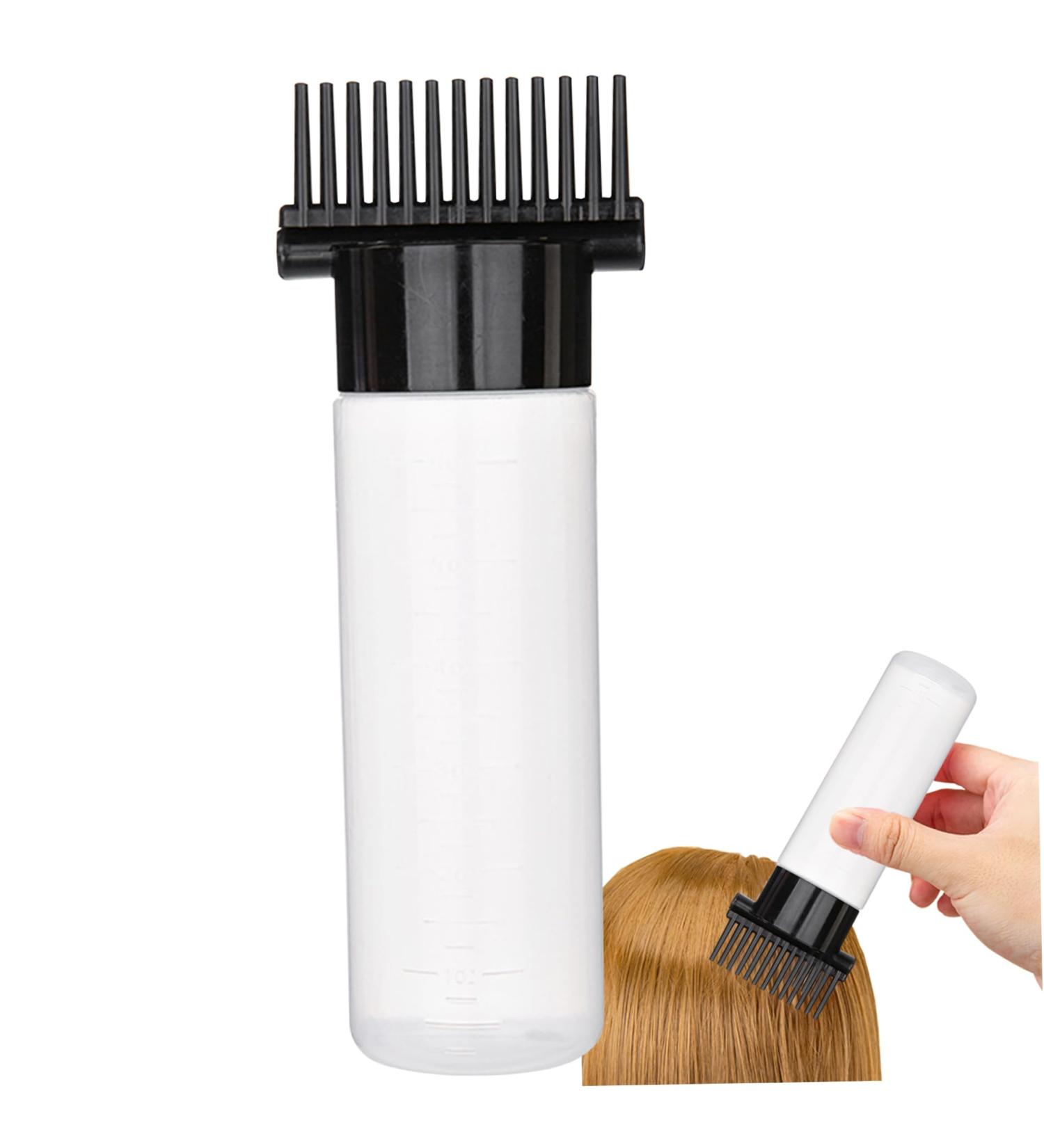 Hair Oil Applicator Bottle 180ml | Portable Root Comb with Clear Scale & 13 Outlets | Perfect for Hair Care & Styling - Black & Clear - Buy Online on GoSupps.com