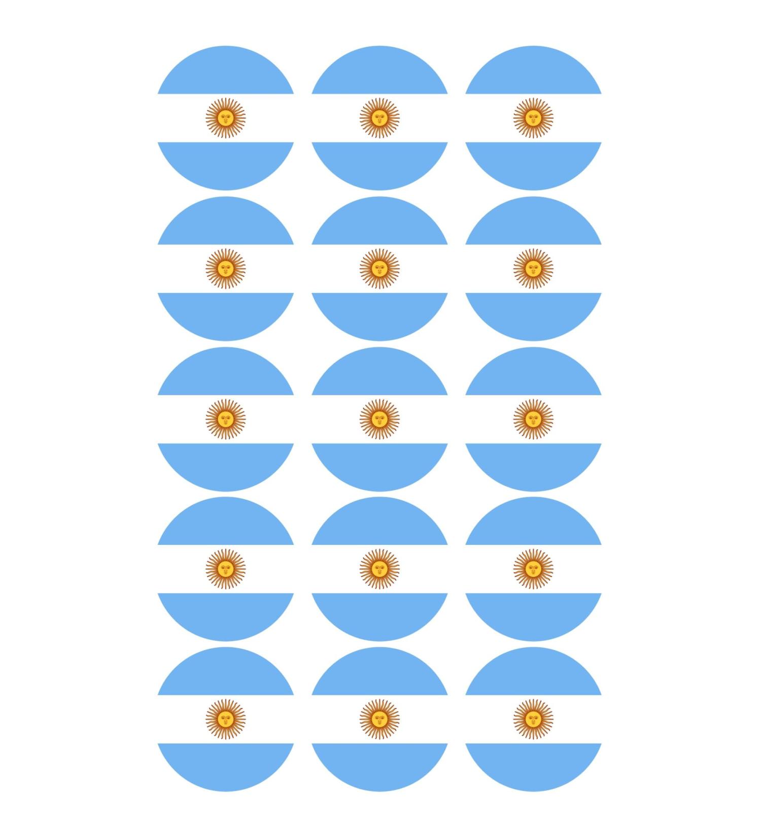 15 x Argentina Flag Edible Wafer or Icing Cupcake Topper Fun Country Party Cake Decorations Perfect For Brownies Cookies Muffins & More! (Edible Wafer Card)